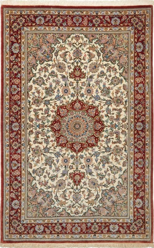 Isfahan Teppich 103 x 145cm, 1 Million Knoten, handgeknüpft