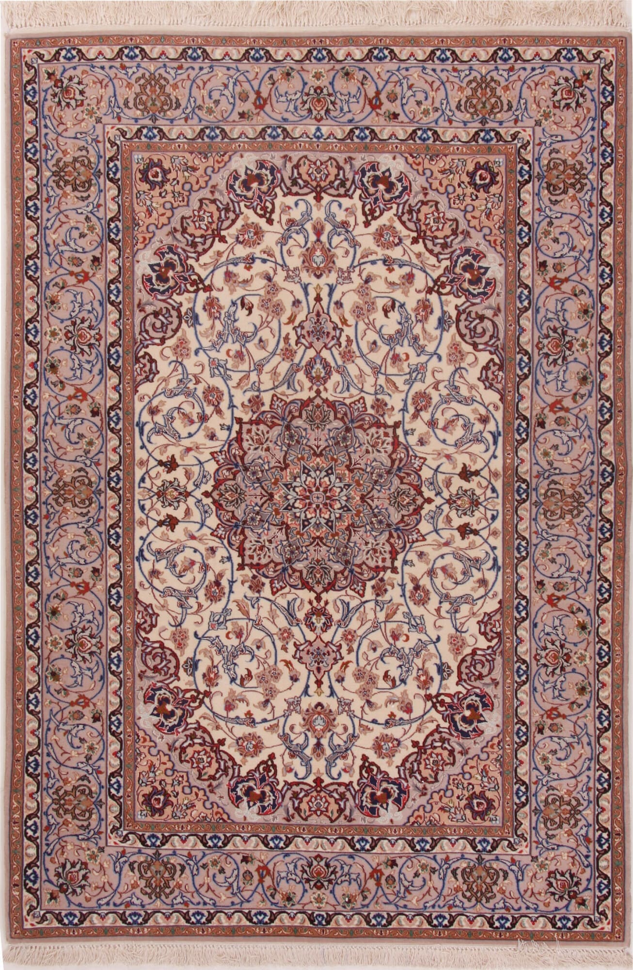 Isfahan Teppich 138 x 196 cm, 1 Million Knoten, handgeknüpft