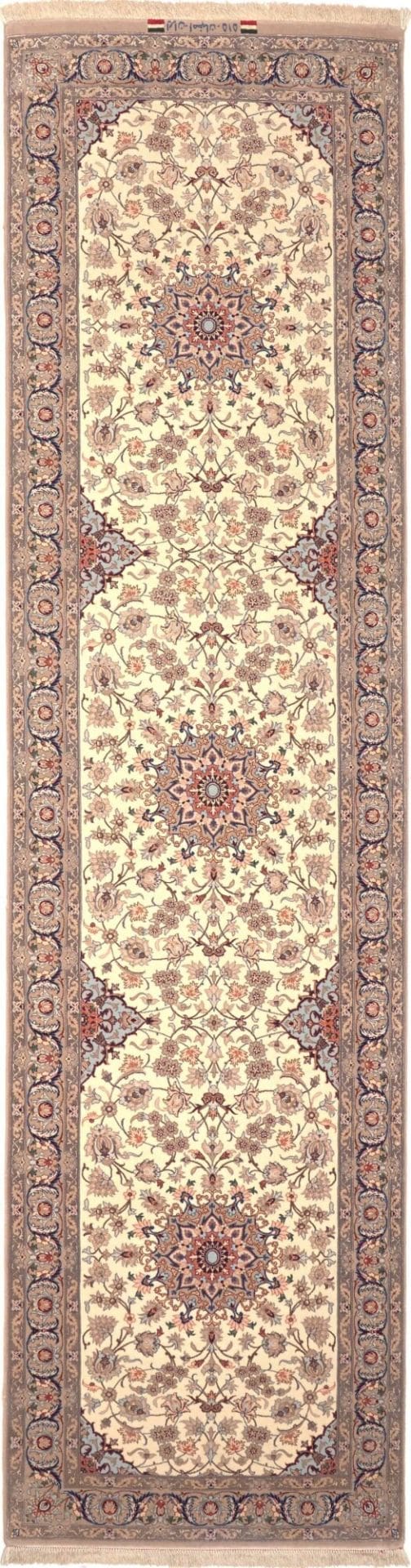 Isfahan Teppich 82 x 315cm, florale Muster, 1 Million Knoten, handgeknüpft