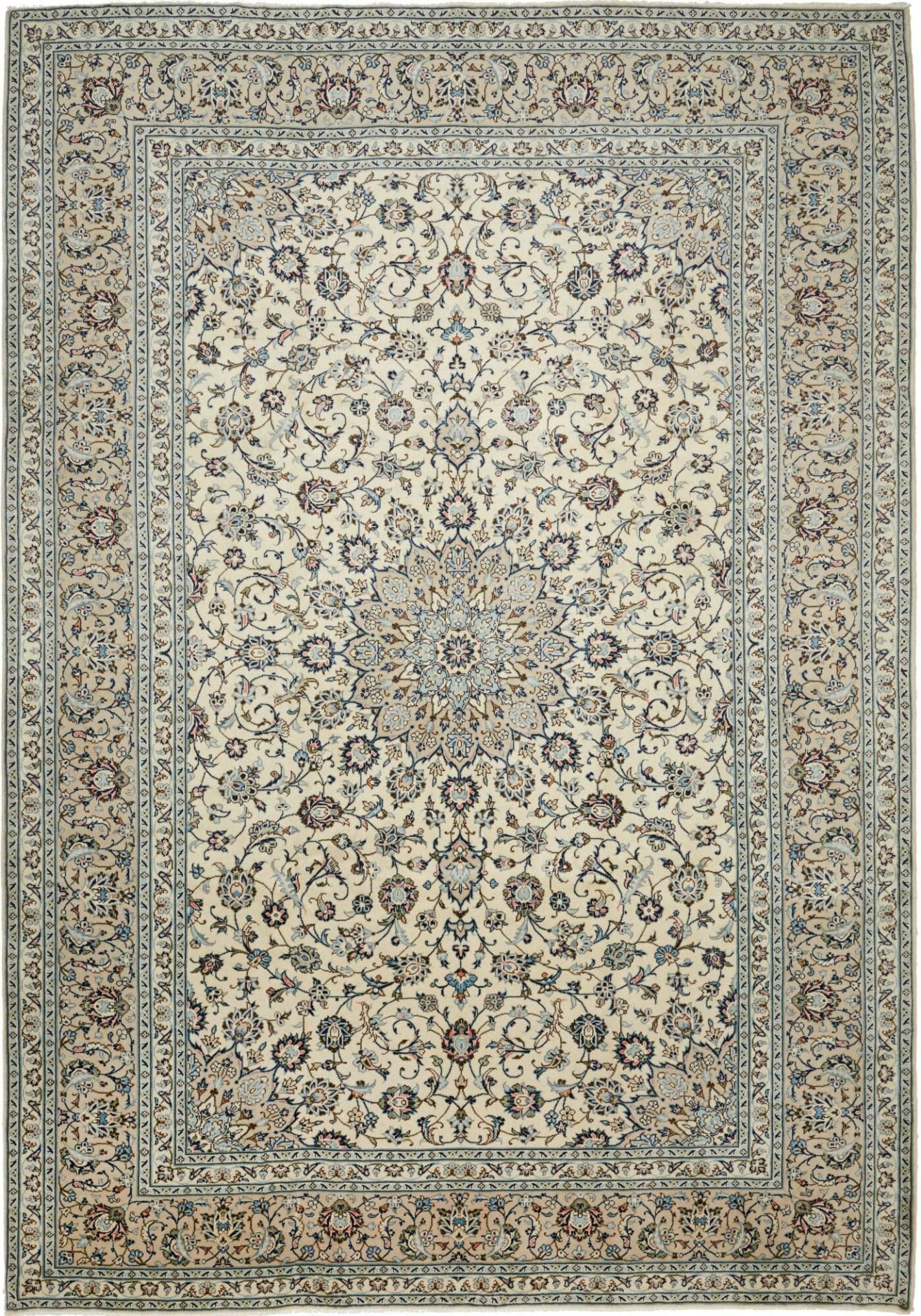 Kashan Perserteppich 252 x 361cm, handgeknüpft, Wolle, florales Design