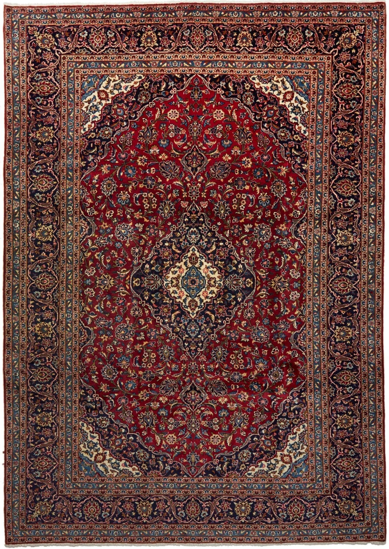 Kashan Perserteppich 256 x 353cm - Handgeknüpft, Wolle, Blumenmuster
