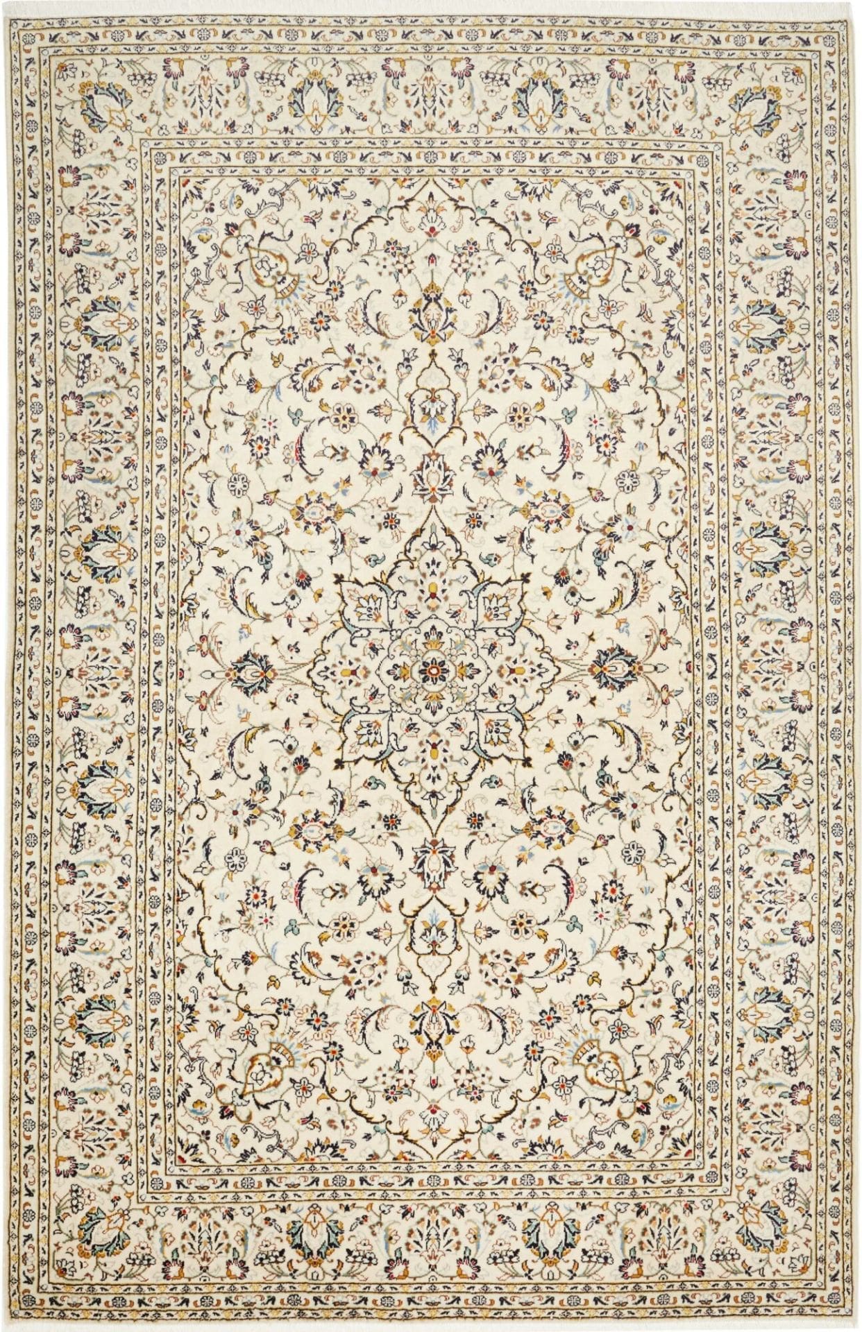 Kashan Teppich 196 x 300cm, florales Design, handgeknüpft, Perserteppich