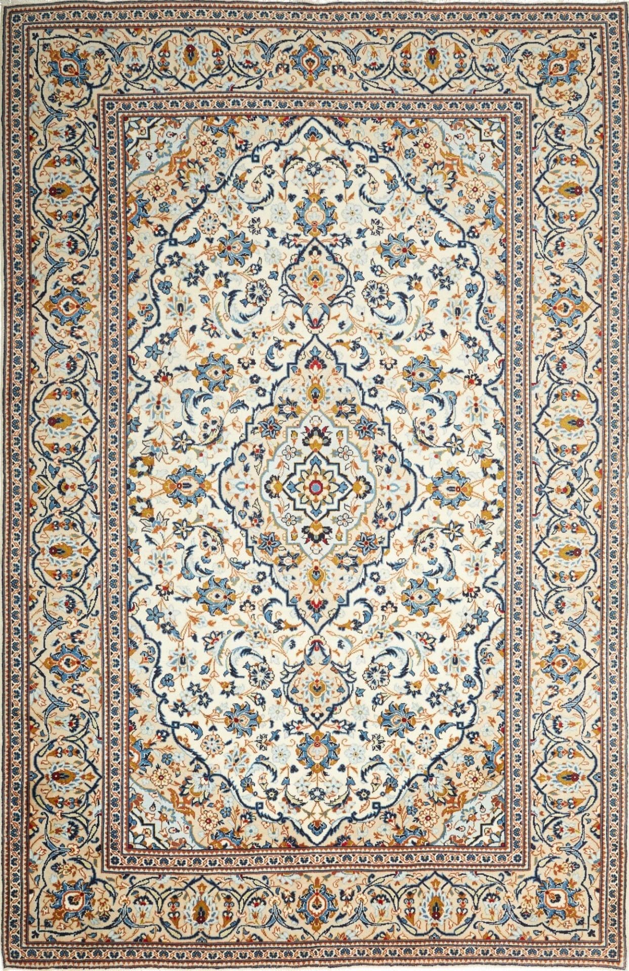 Kashan Teppich 196 x 300cm, Schurwolle, florales Muster, handgeknüpft