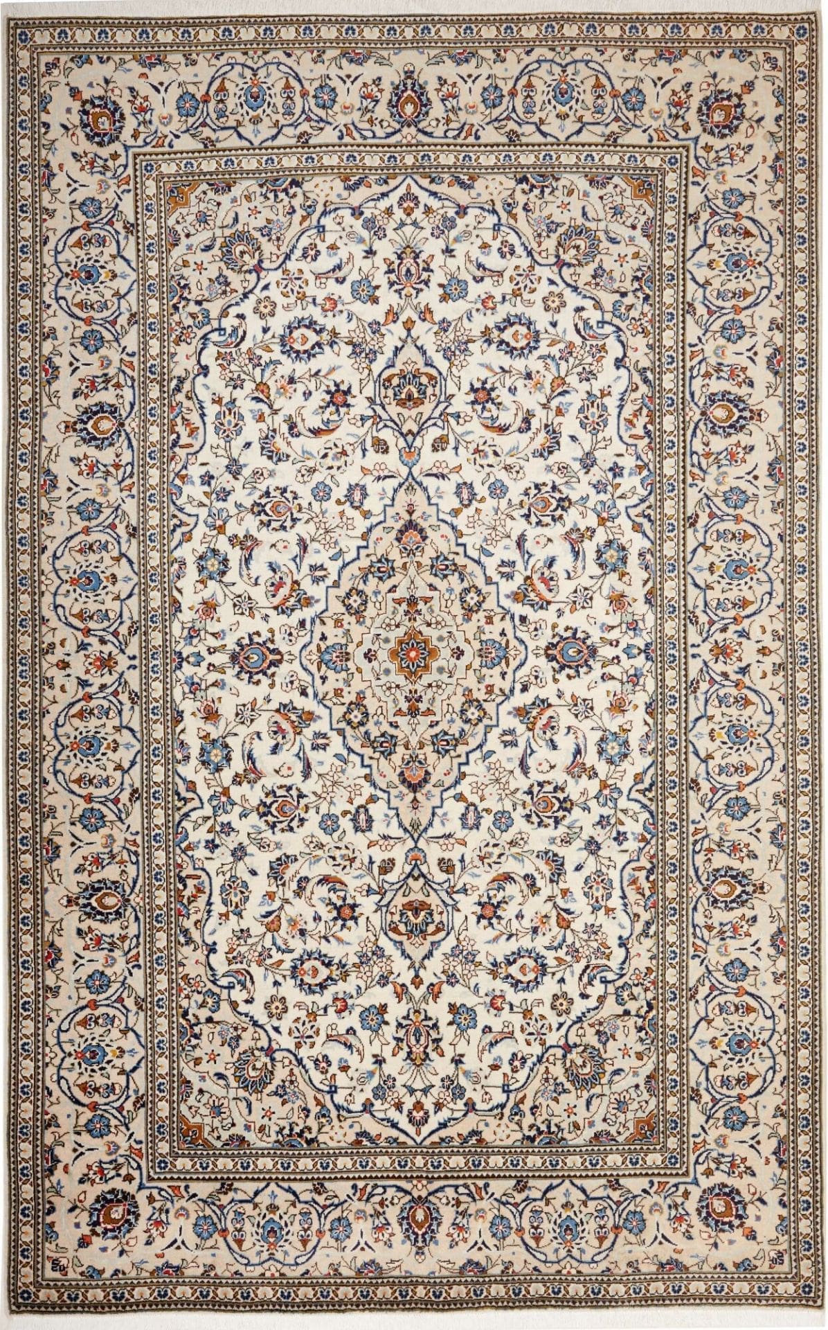 Kashan Teppich 196 x 306cm, florale Muster, handgeknüpft, Perserteppich
