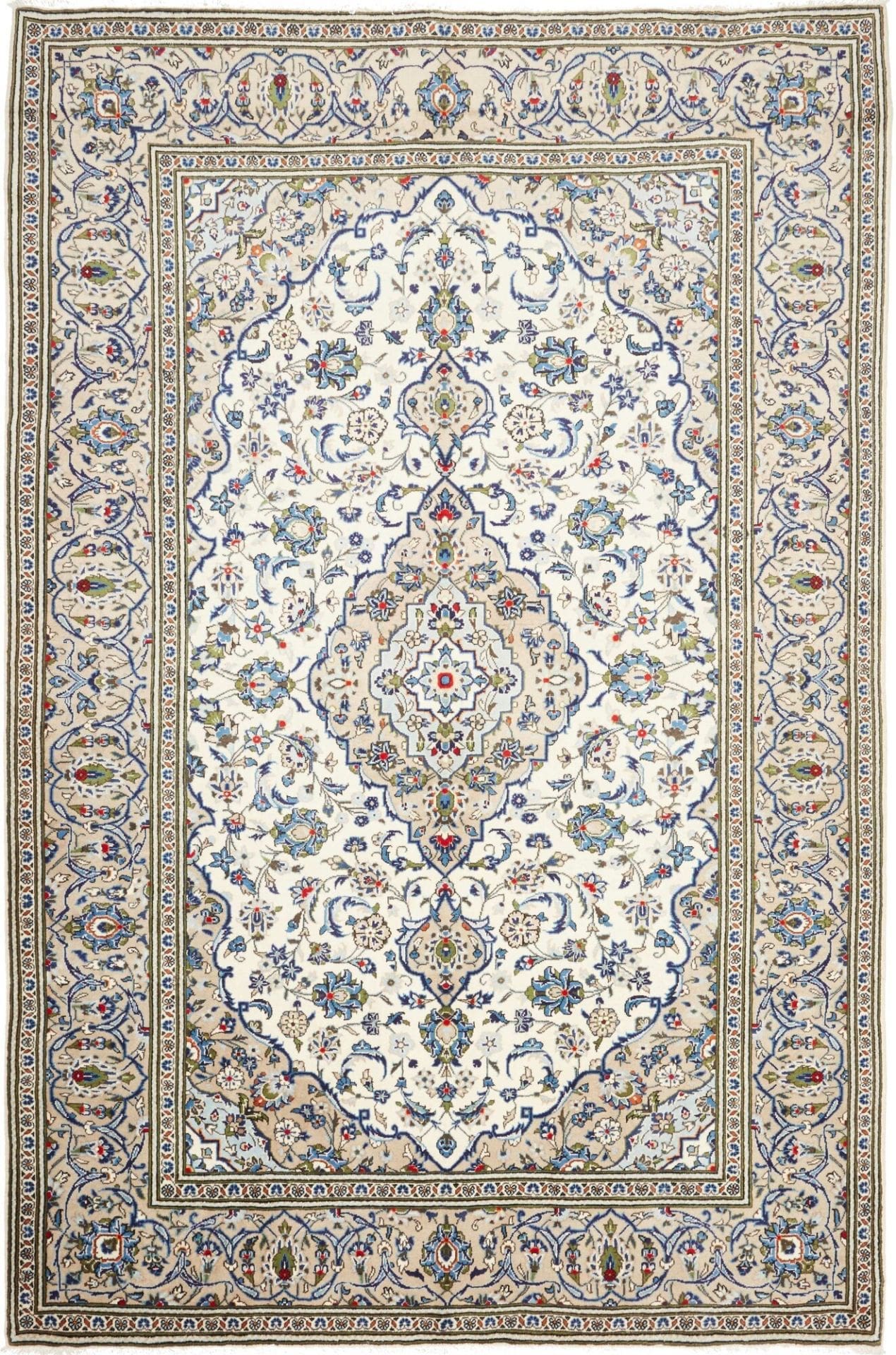 Kashan Teppich 197 x 296 cm, handgeknüpft, Schurwolle, Perserteppich