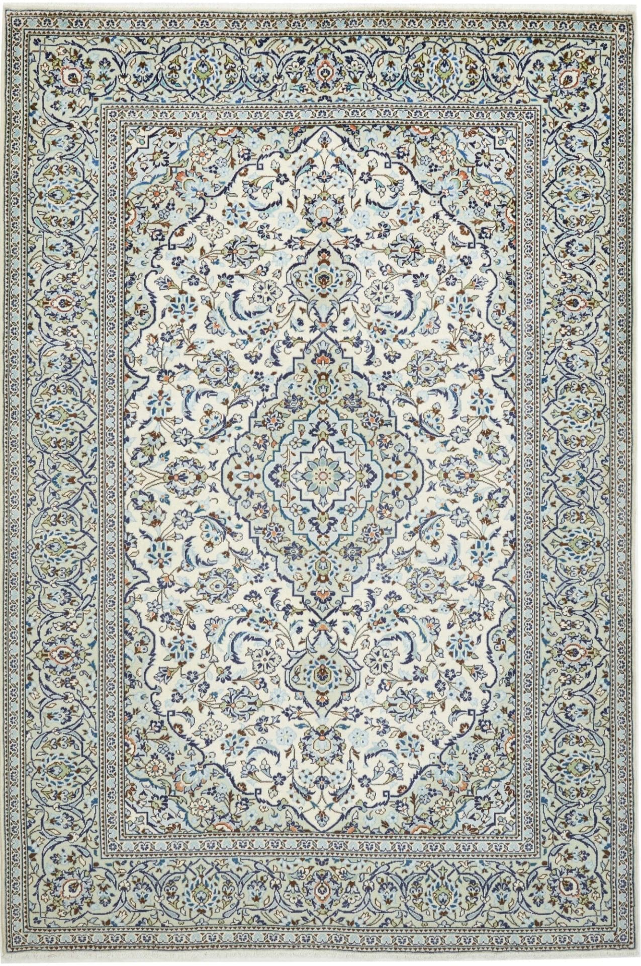 Kashan Teppich 199 x 290 cm, handgeknüpft, florale Muster, Perserteppich