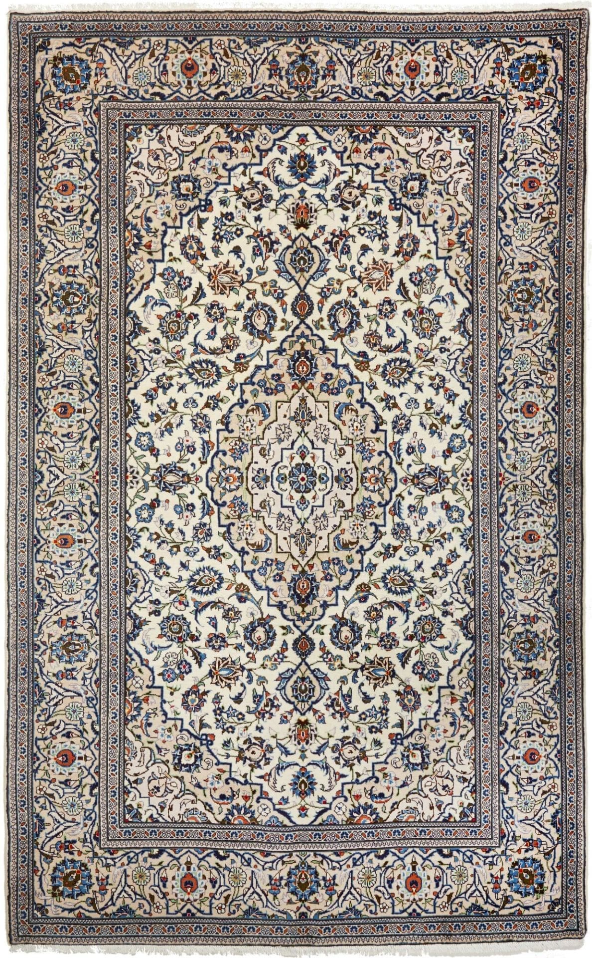 Kashan Teppich 199 x 312cm, florale Muster, handgeknüpft, Perserteppich