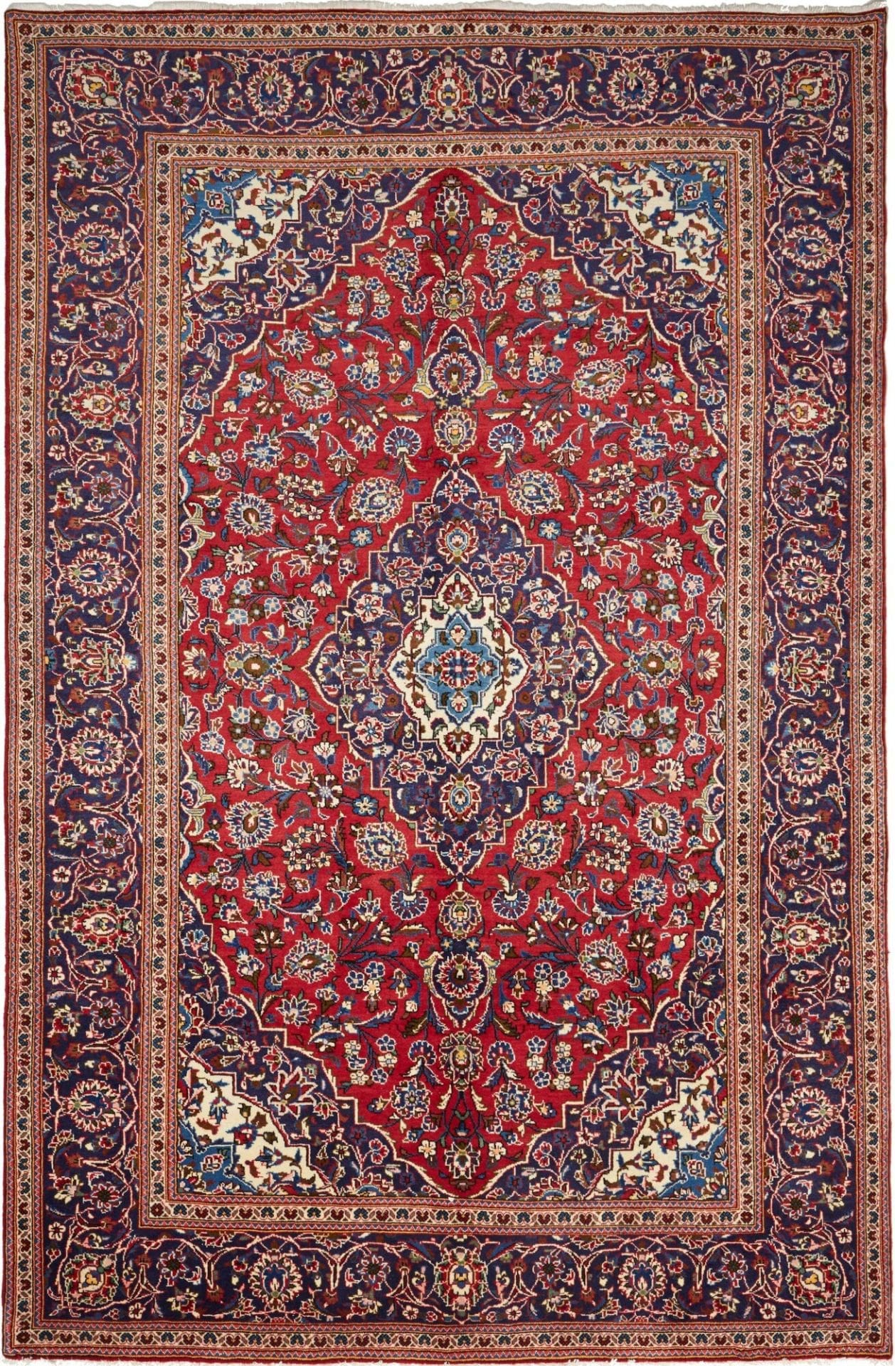 Kashan Teppich 200 x 298cm, handgeknüpft, Perserteppich, Schurwolle