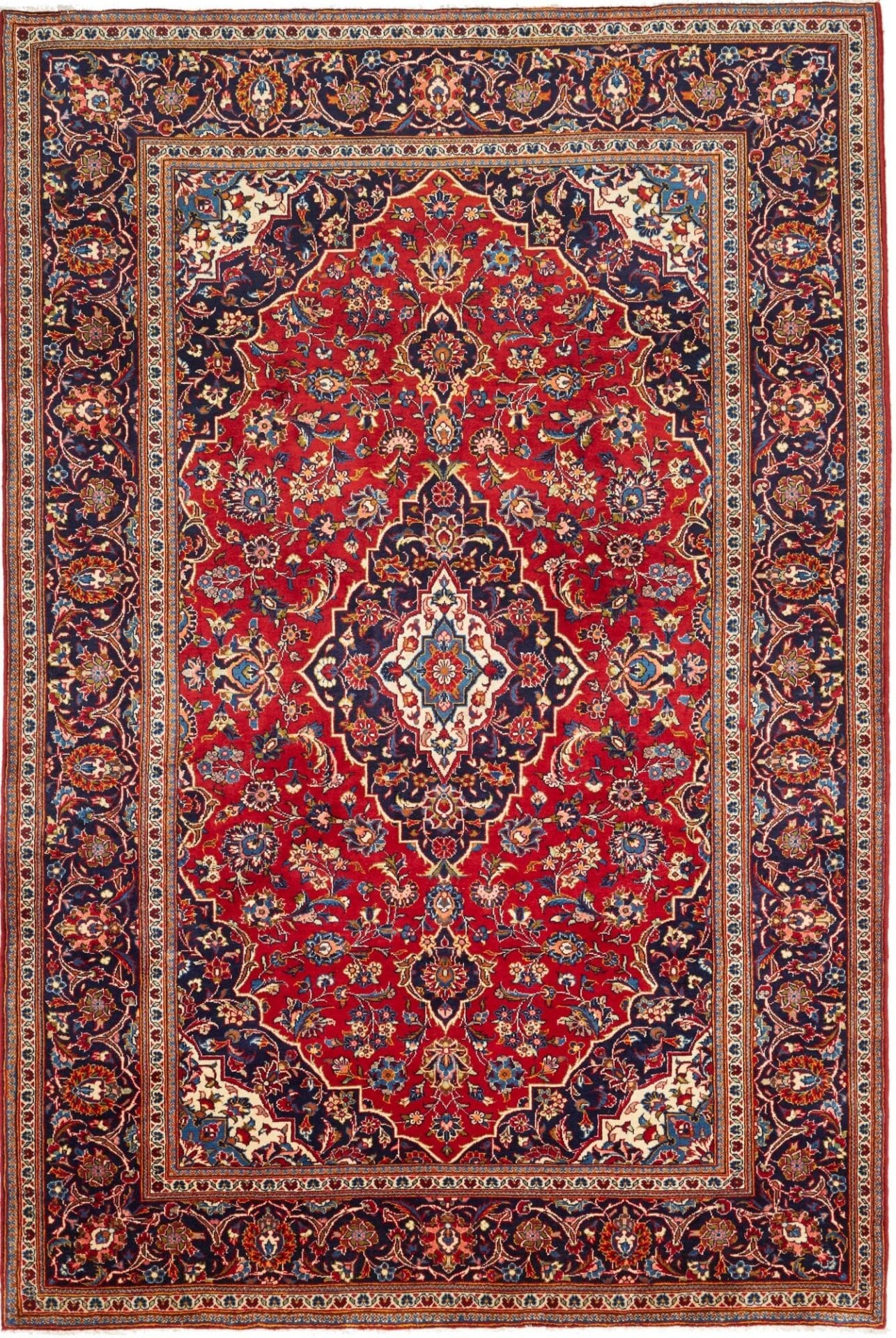 Kashan Teppich 200 x 299 cm, Perserteppich, handgeknüpft, Wolle