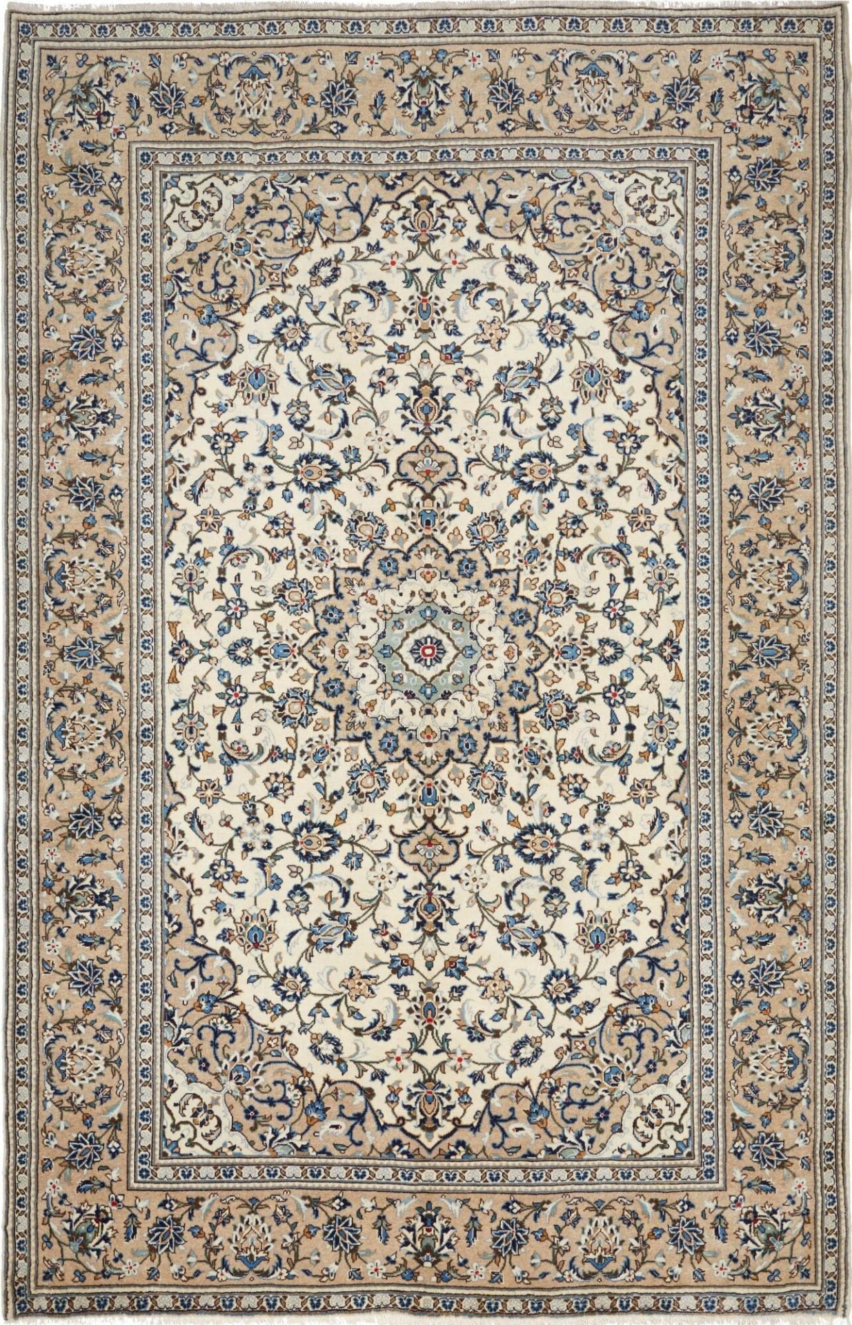 Kashan Teppich 200 x 312cm, florale Muster, handgeknüpft, Perserteppich