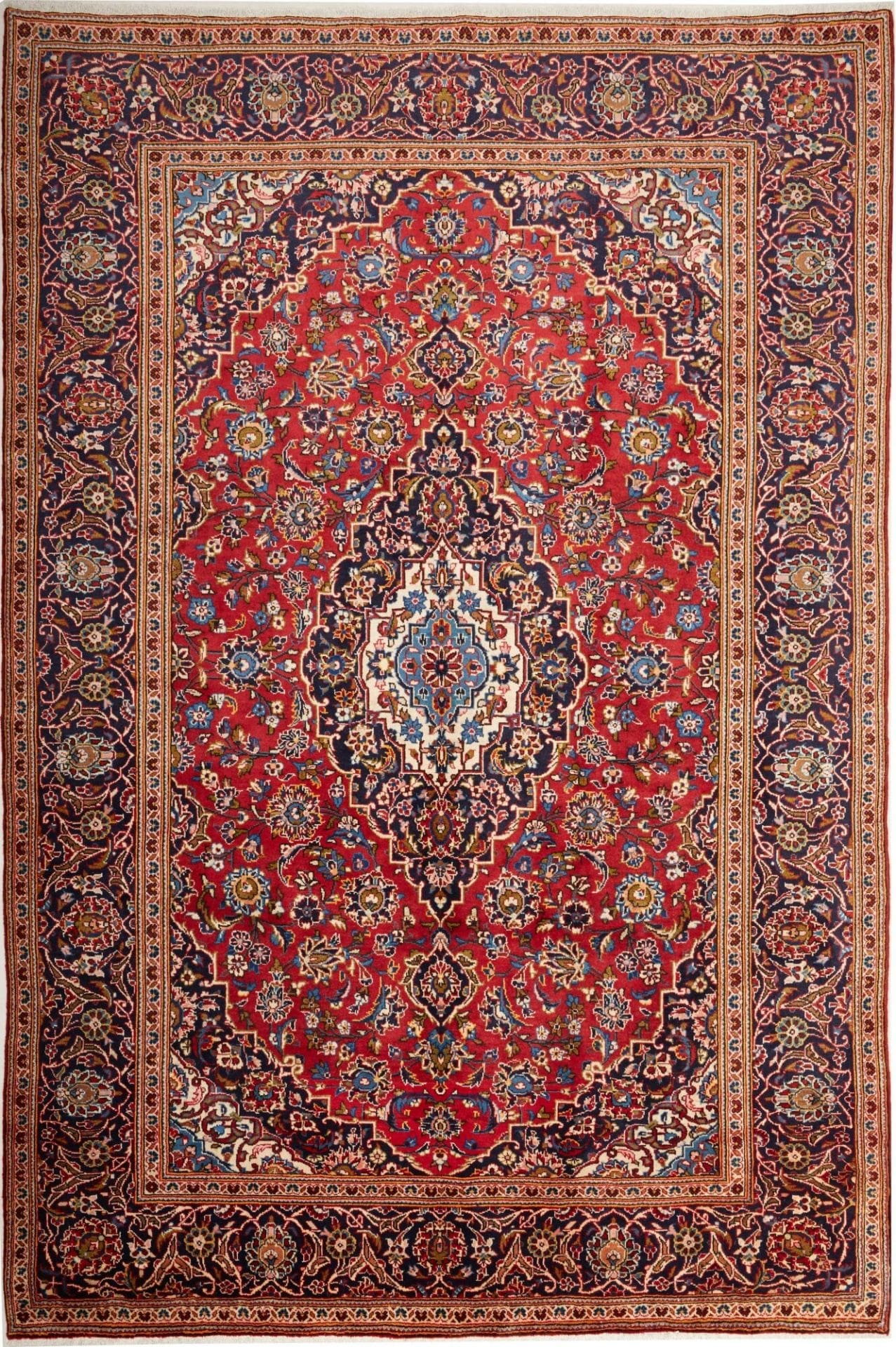 Kashan Teppich 201 x 296 cm, Schurwolle, handgeknüpft, Perserteppich