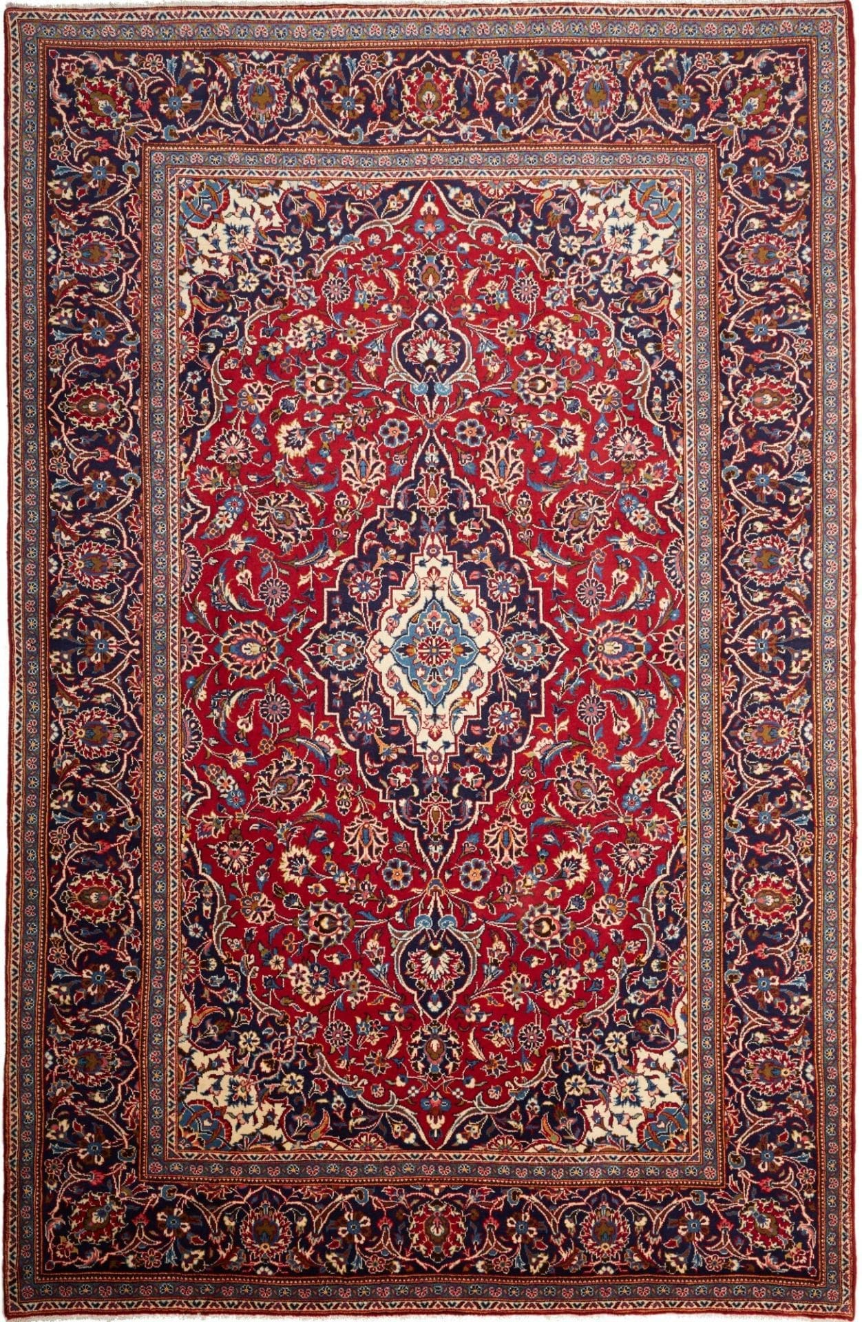Kashan Teppich 201 x 300 cm, handgeknüpft, Perserteppich, Wolle