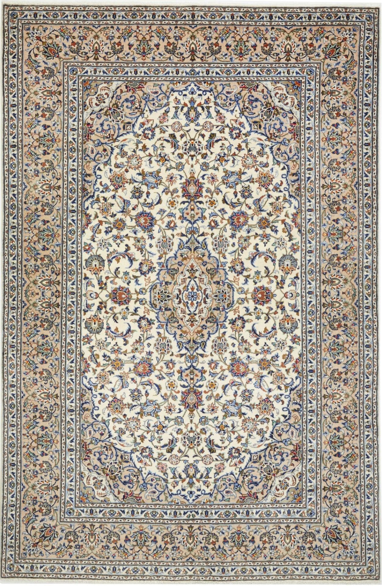 Kashan Teppich 201 x 300 cm, Perserteppich, 100% Schurwolle, handgeknüpft