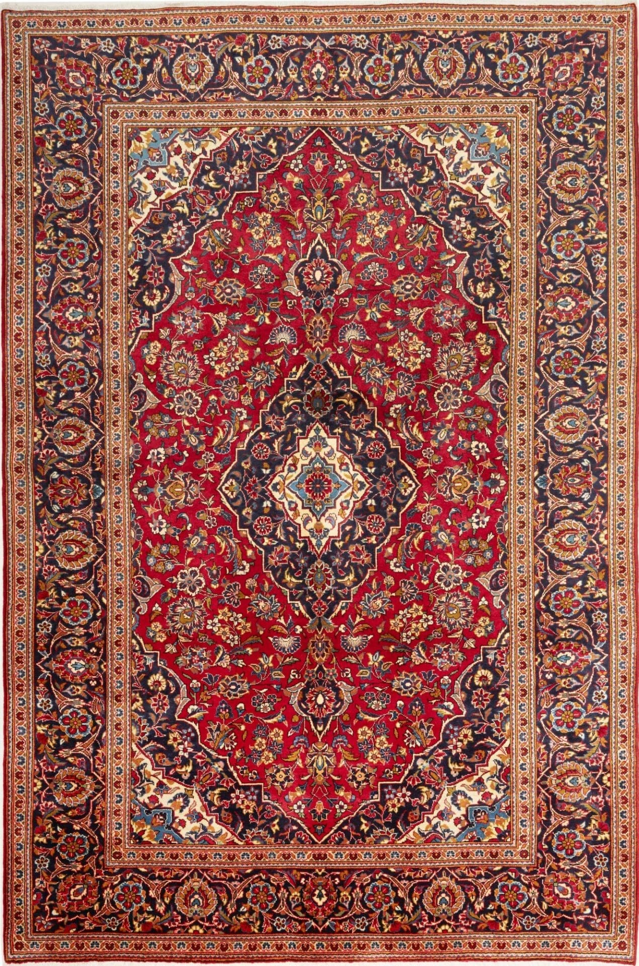 Kashan Teppich 201 x 300cm, Schurwolle, handgeknüpft, Perserteppich