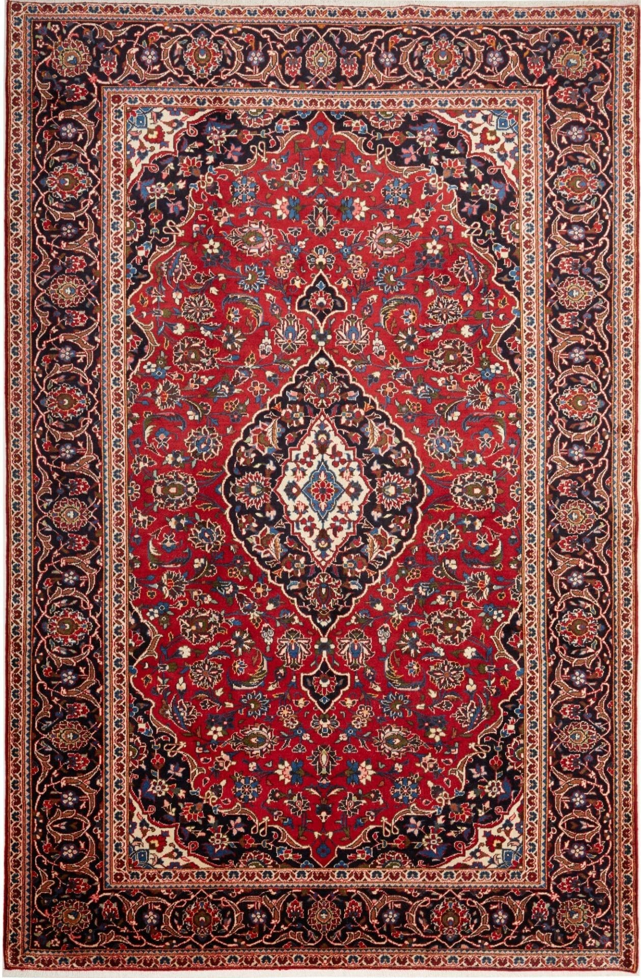 Kashan Teppich 201 x 303 cm, Schurwolle, handgeknüpft, Perserteppich