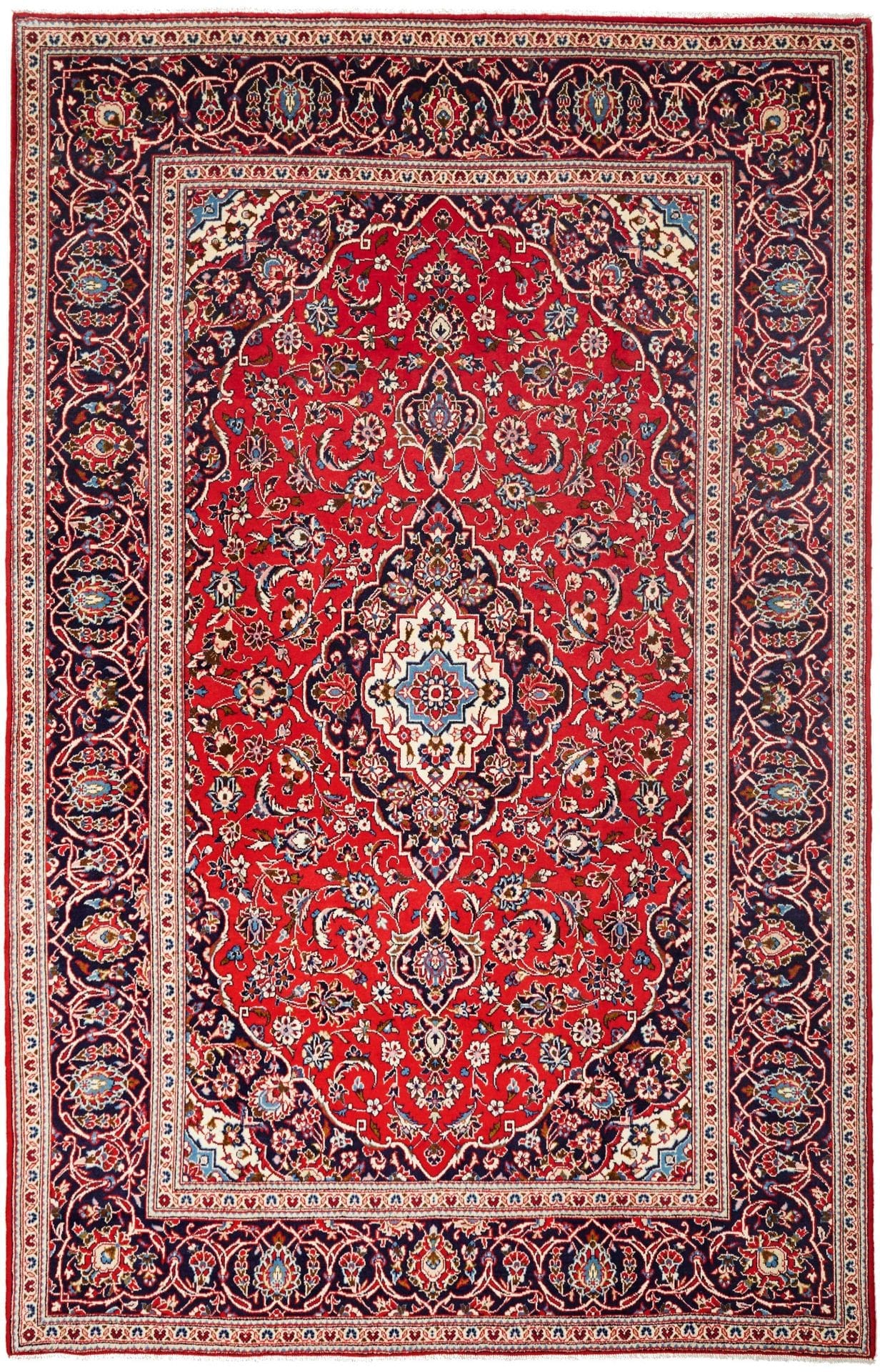 Kashan Teppich 201 x 305cm, Schurwolle, handgeknüpft, Perserteppich