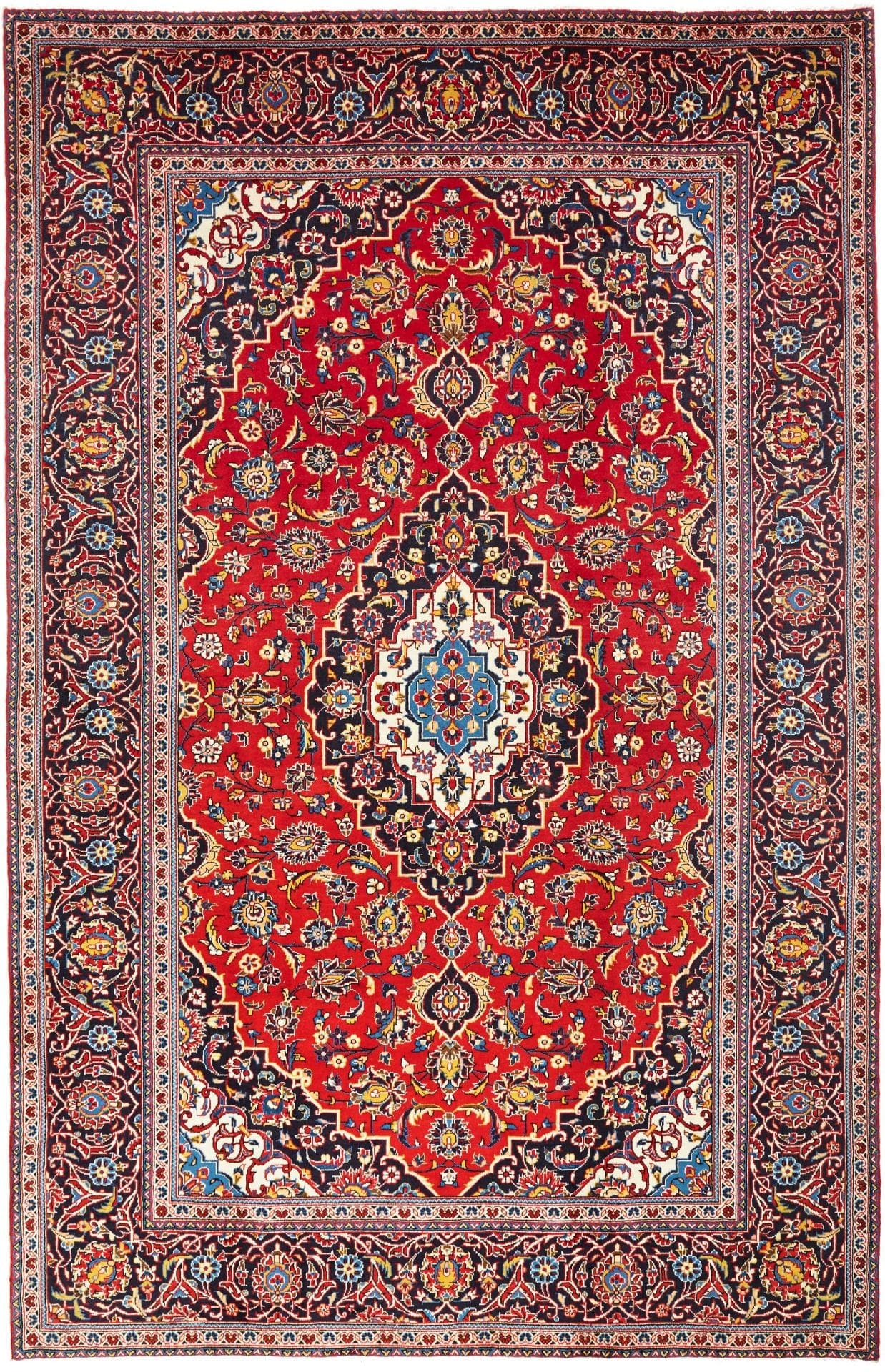 Kashan Teppich 201 x 307 cm, Schurwolle, handgeknüpft, Perserteppich