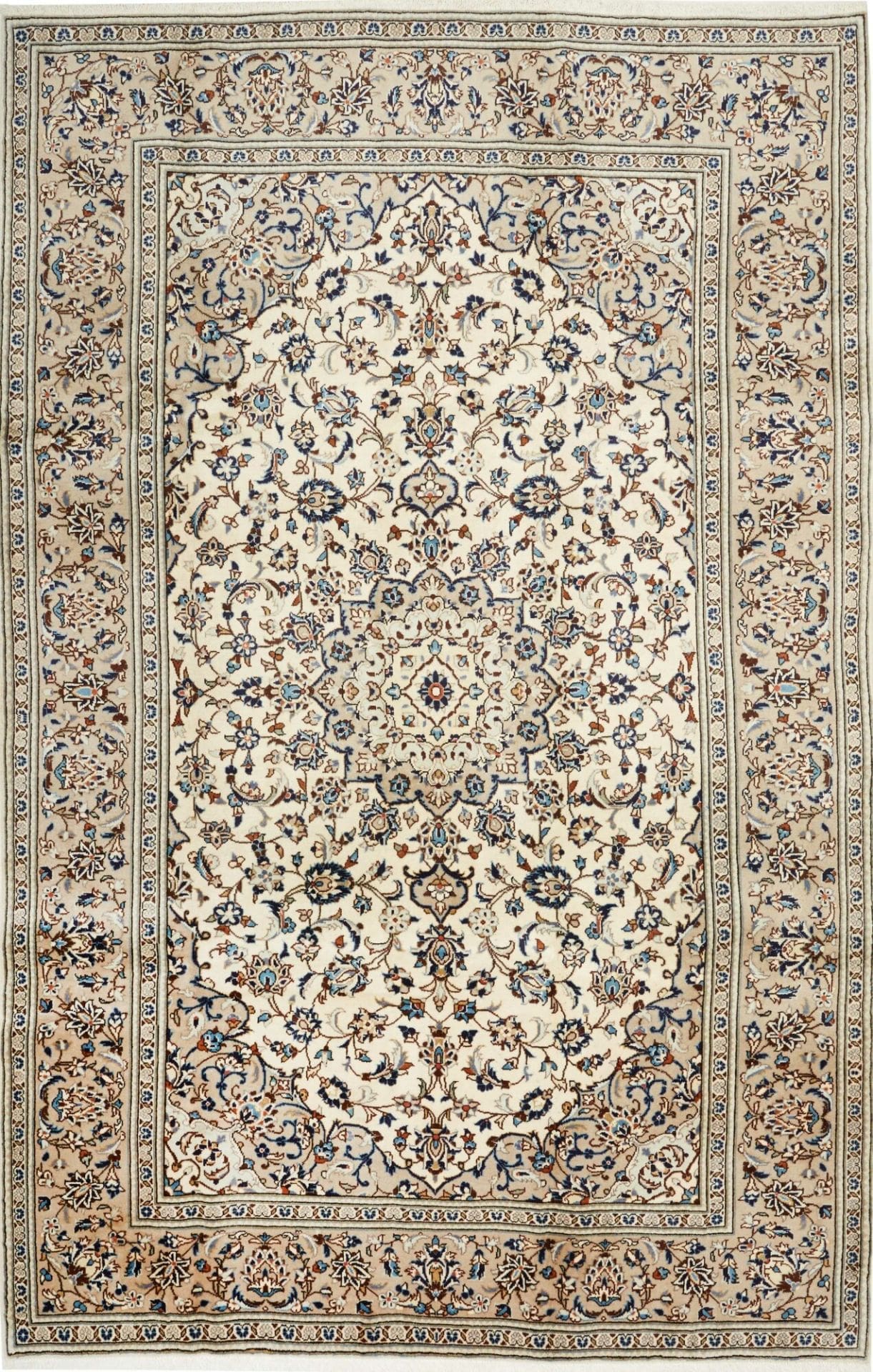 Kashan Teppich 201 x 307cm, Flor aus Schurwolle, handgeknüpft Perserteppich