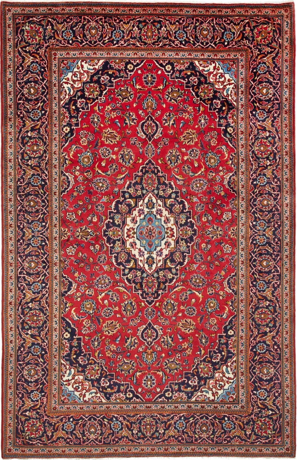 Kashan Teppich 201 x 310cm, handgeknüpft, Perserteppich, Wolle