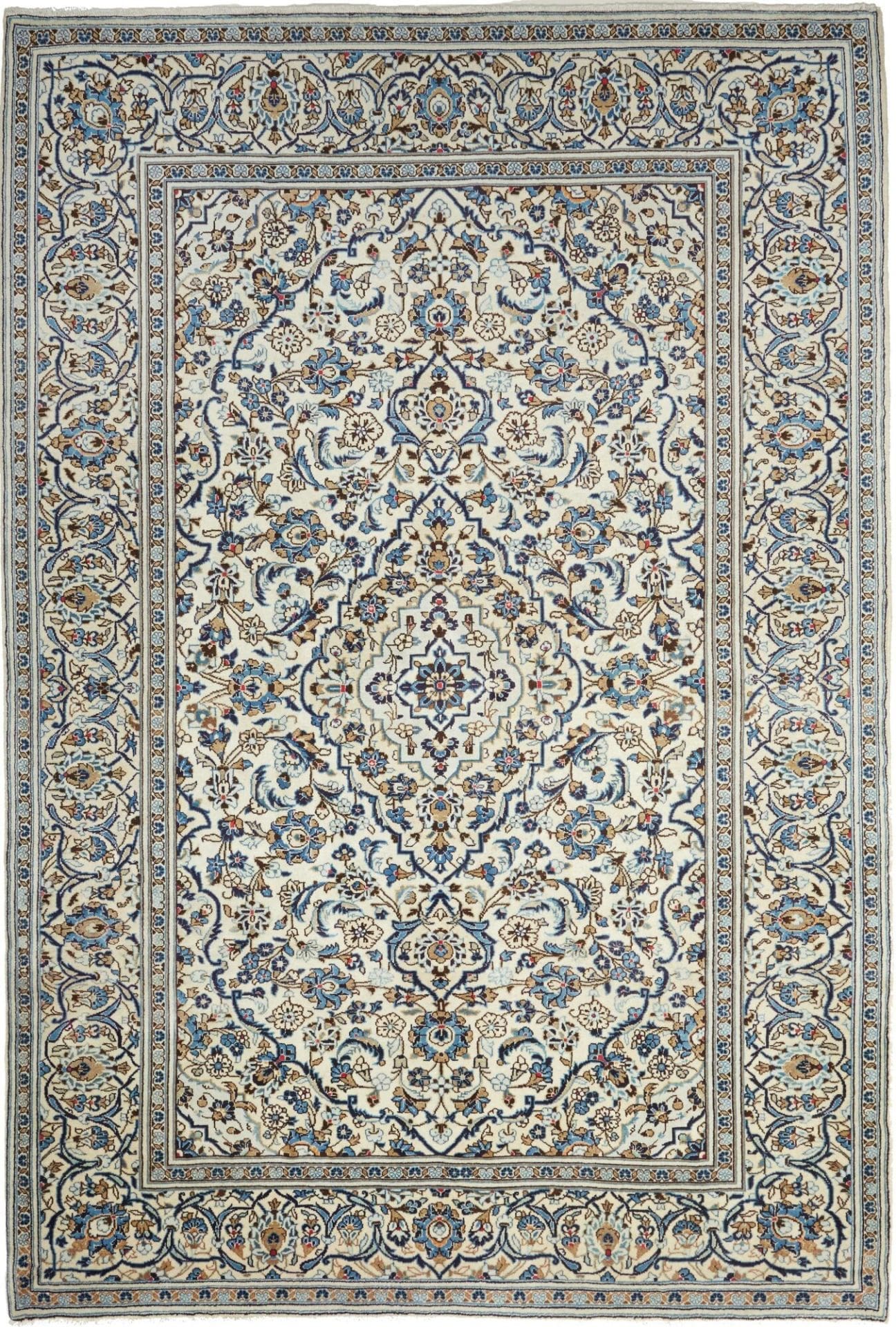 Kashan Teppich 203 x 295 cm, florales Muster, handgeknüpft, Perserteppich