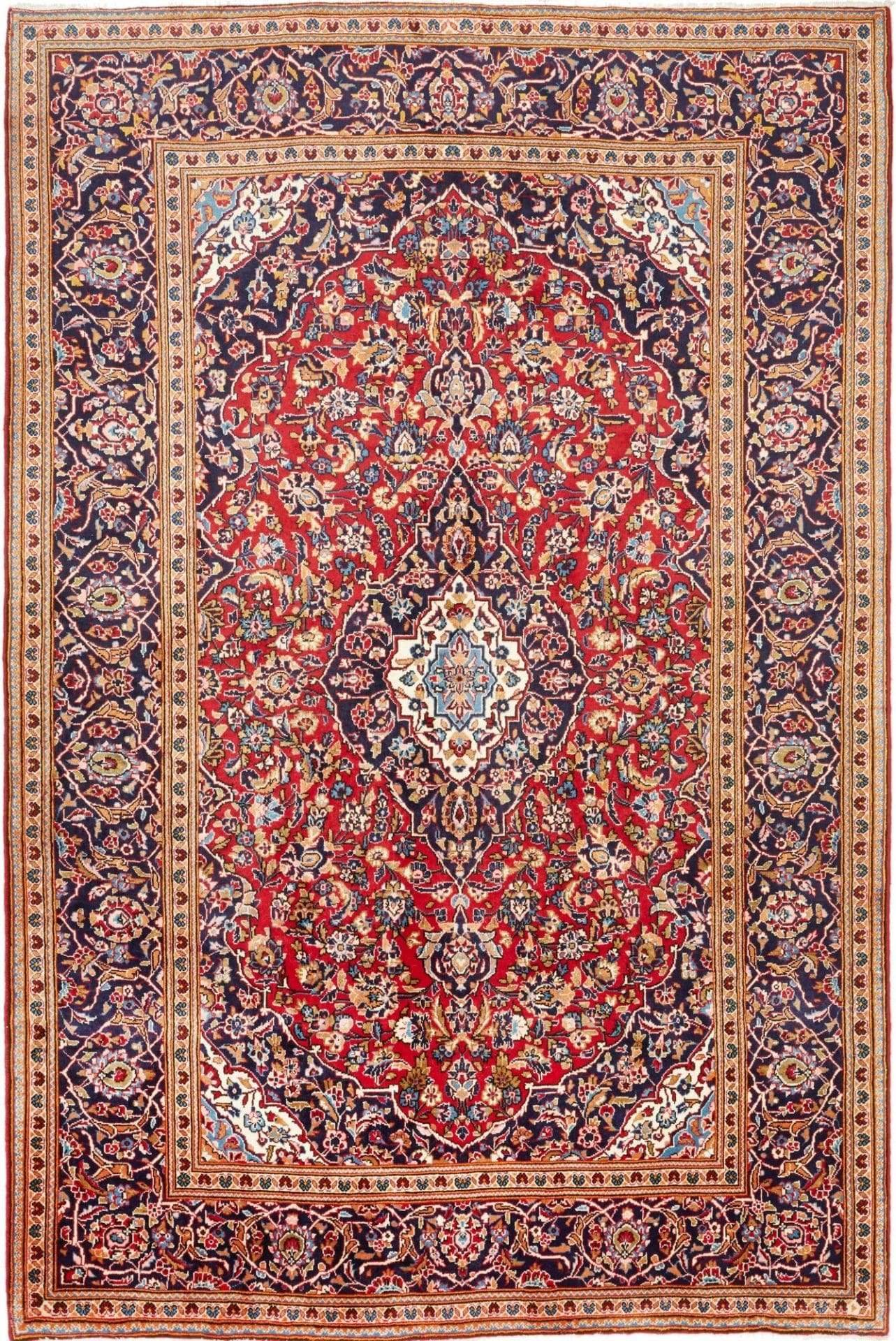 Kashan Teppich 203 x 295 cm, handgeknüpft, Perserteppich, Schurwolle