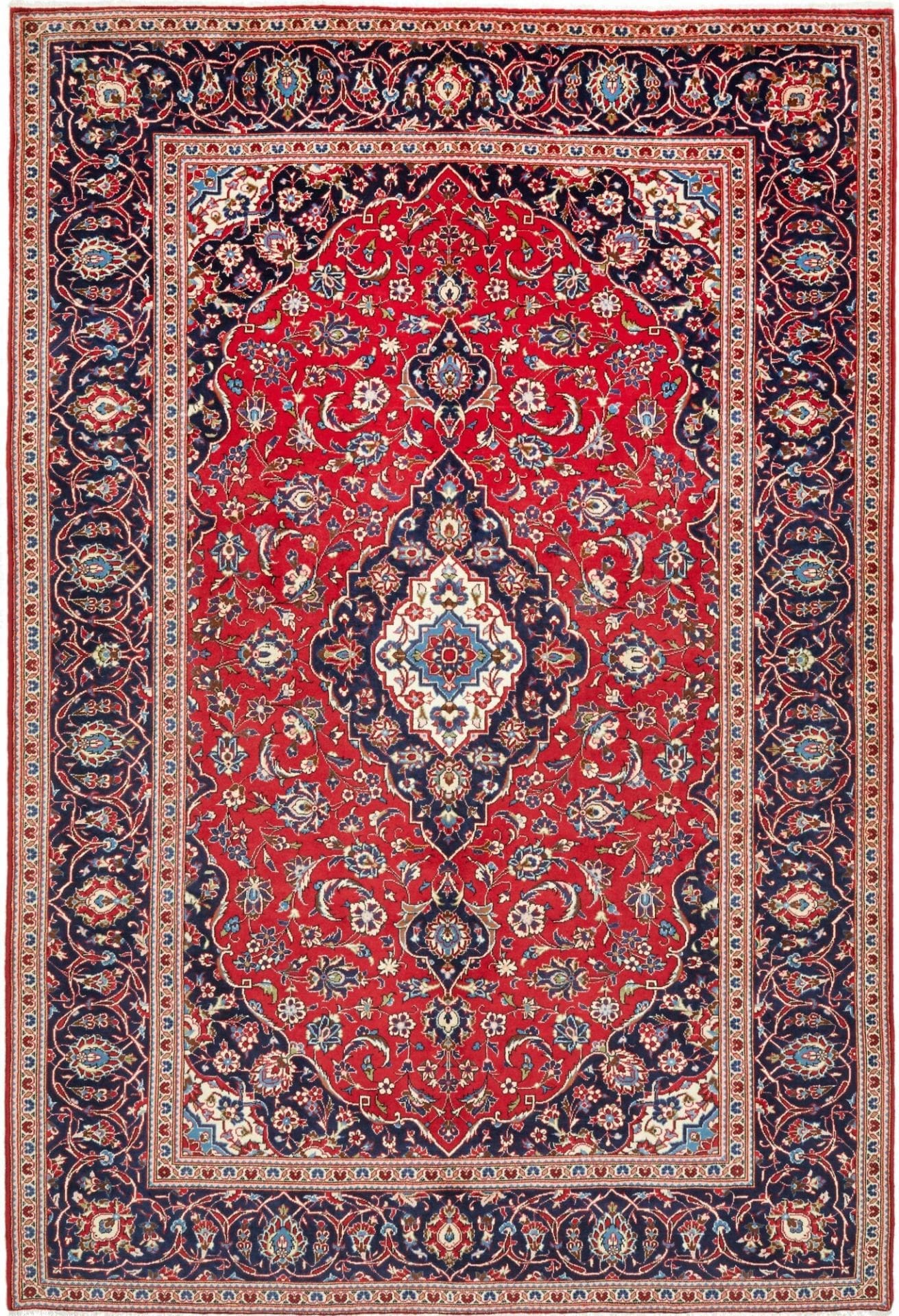 Kashan Teppich 203 x 296cm, handgeknüpft, Schurwolle, Perserteppich