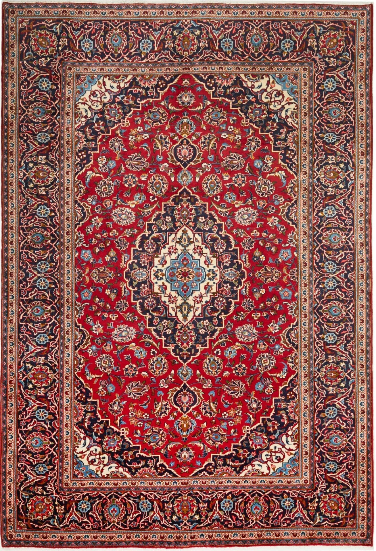 Kashan Teppich 203 x 298 cm, 100% Schurwolle, handgeknüpft Perserteppich