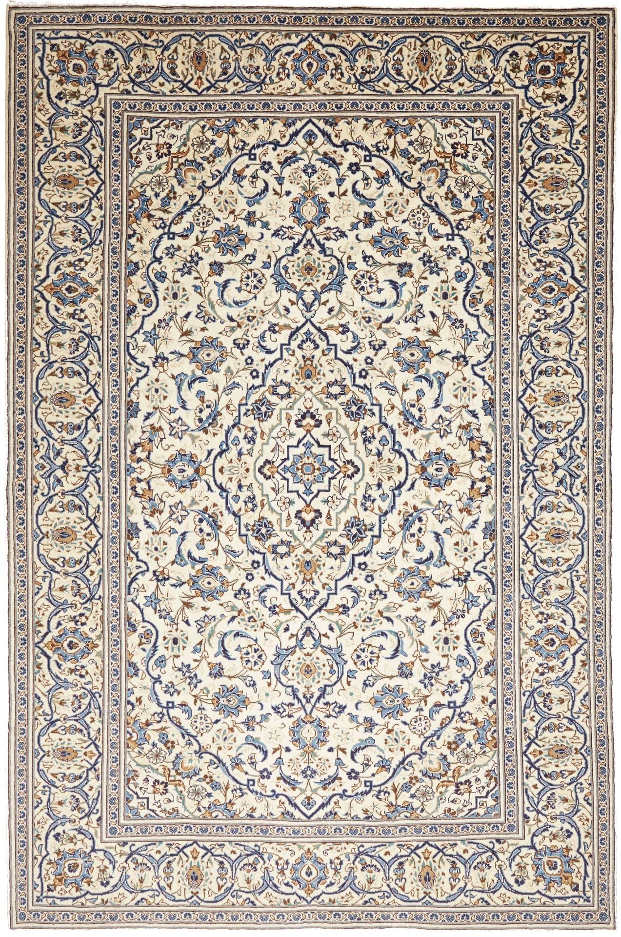 Kashan Teppich 203 x 300cm, Schurwolle, florales Muster, handgeknüpft