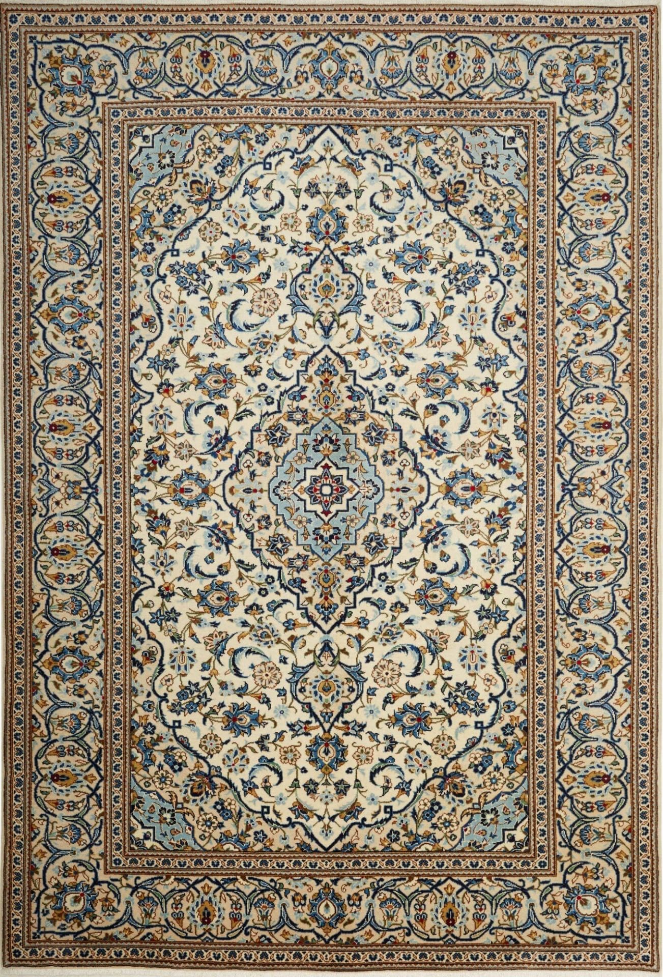 Kashan Teppich 203 x 304 cm, florale Muster, handgeknüpft, Perserteppich