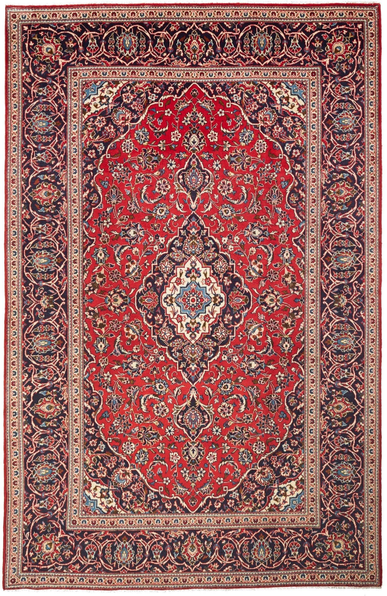 Kashan Teppich 203 x 305cm, florale Muster, Perserteppich, handgeknüpft