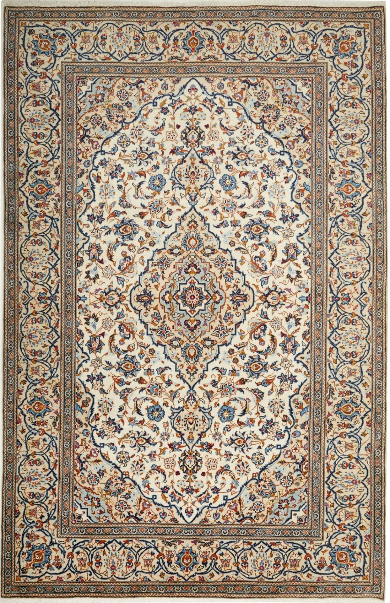 Kashan Teppich 203 x 306 cm | Schurwolle, florale Muster | handgeknüpft Perserteppich