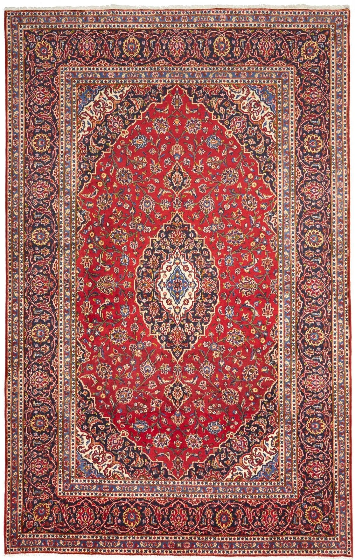 Kashan Teppich 203 x 316cm, Flor aus Schurwolle, handgeknüpft Perserteppich