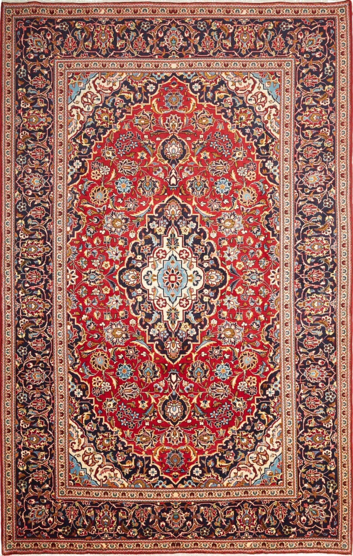 Kashan Teppich 203x312cm aus Schurwolle, handgeknüpft, Perserteppich