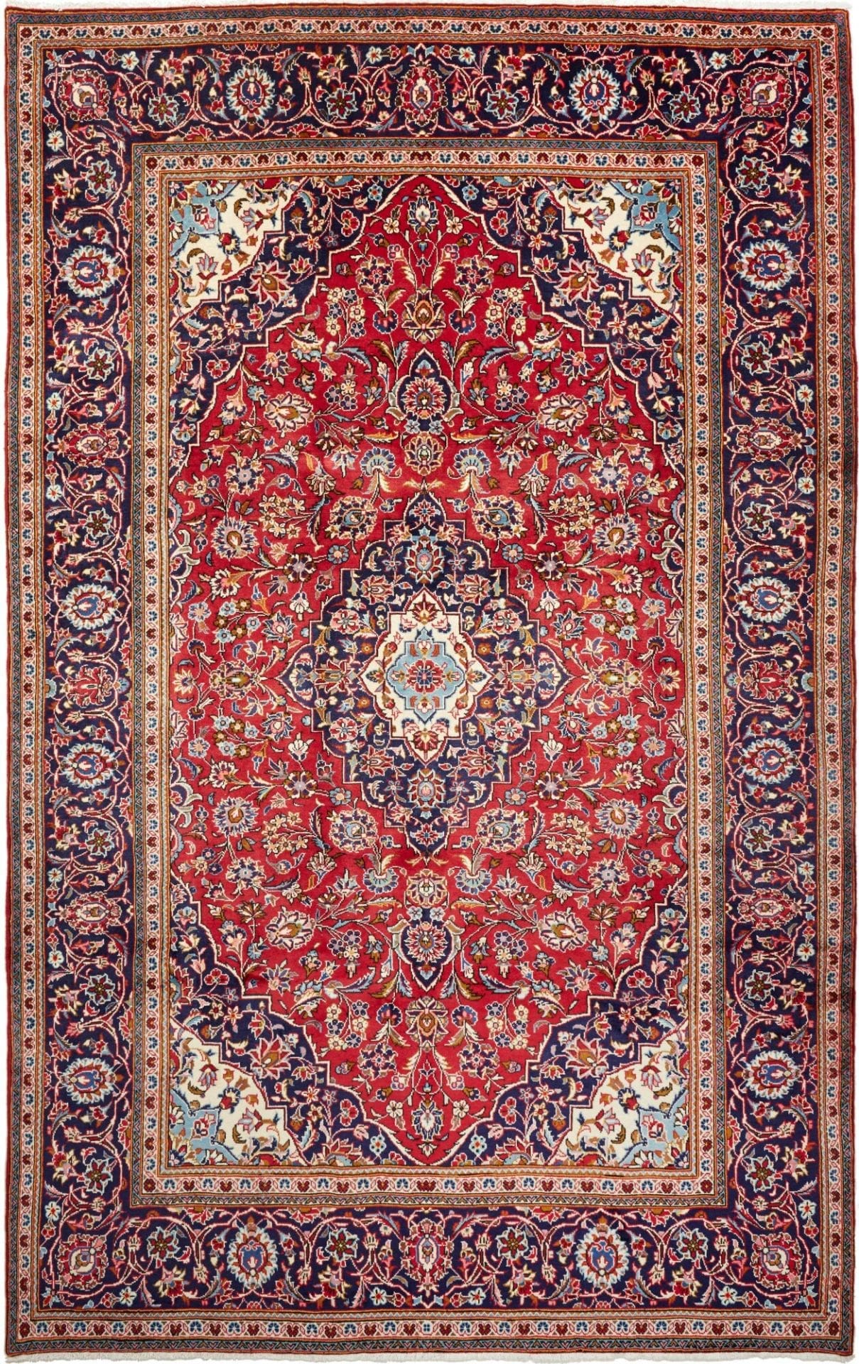 Kashan Teppich 203x315 cm, handgeknüpft, Schurwolle, Perserteppich