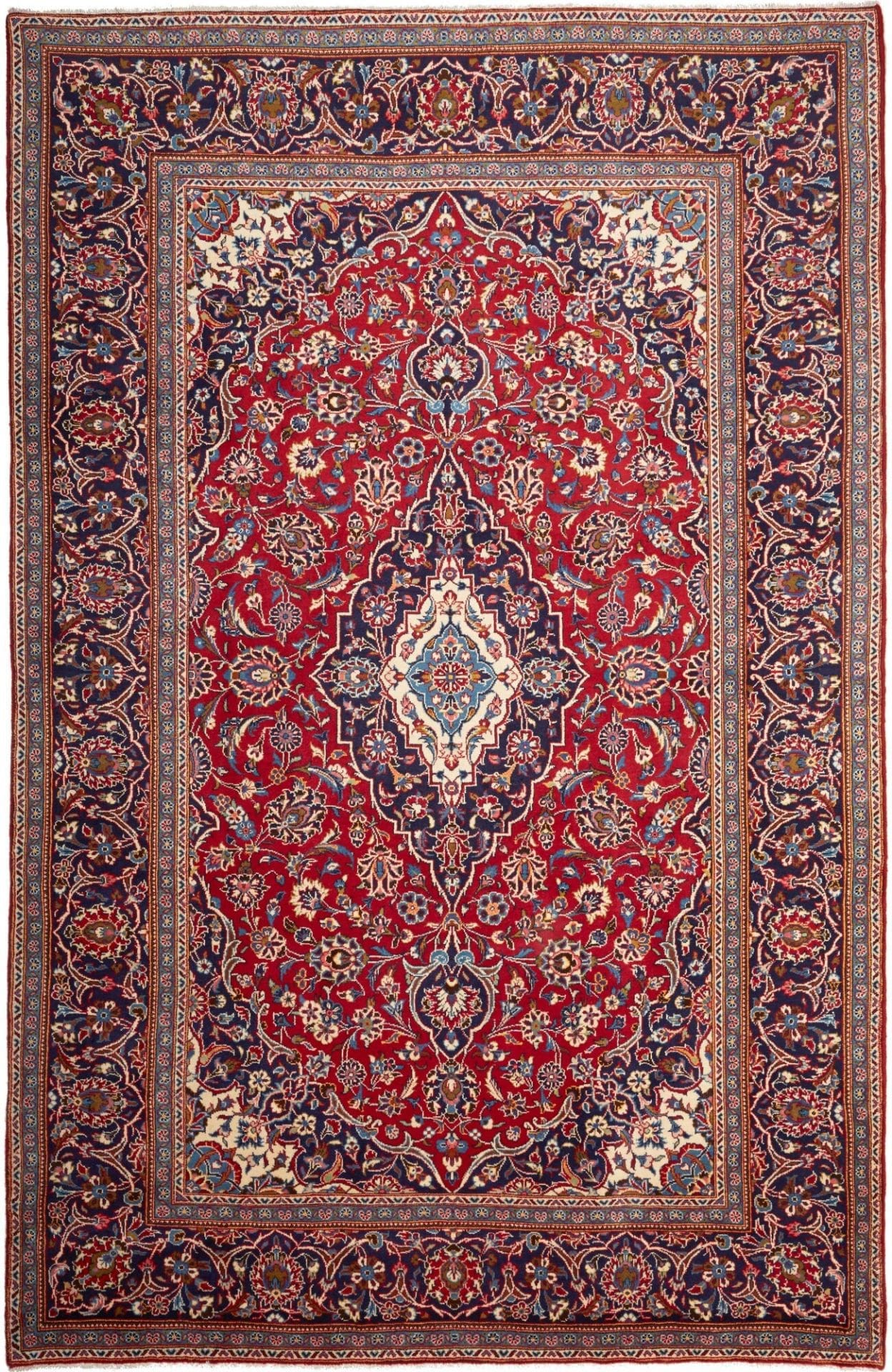 Kashan Teppich 205 x 313cm, handgeknüpft, Perserteppich, Schurwolle