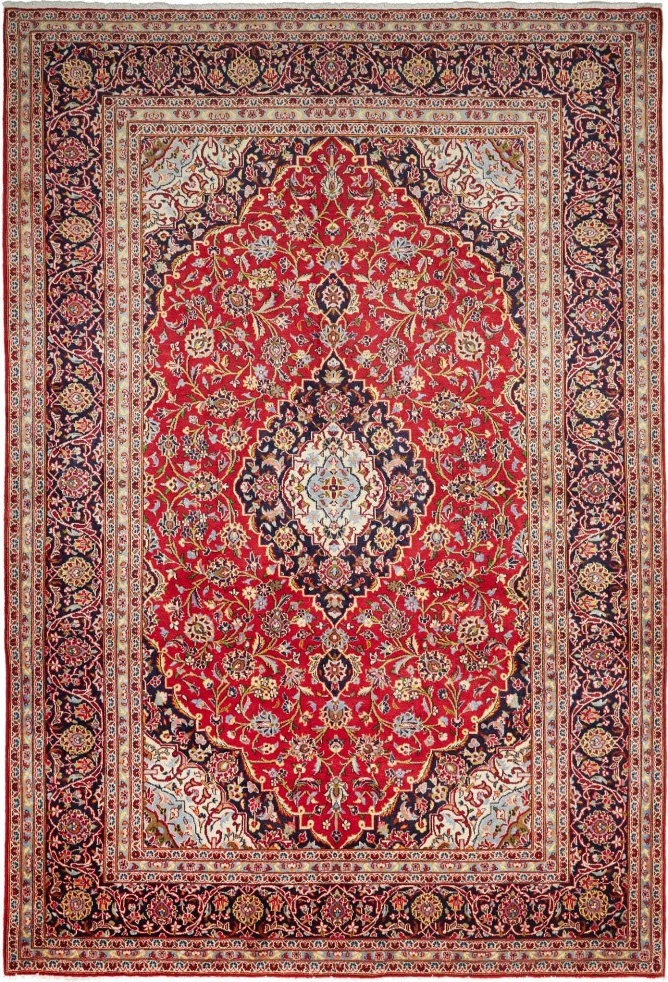 Kashan Teppich 206 x 297 cm, handgeknüpft, Schurwolle, Perserteppich