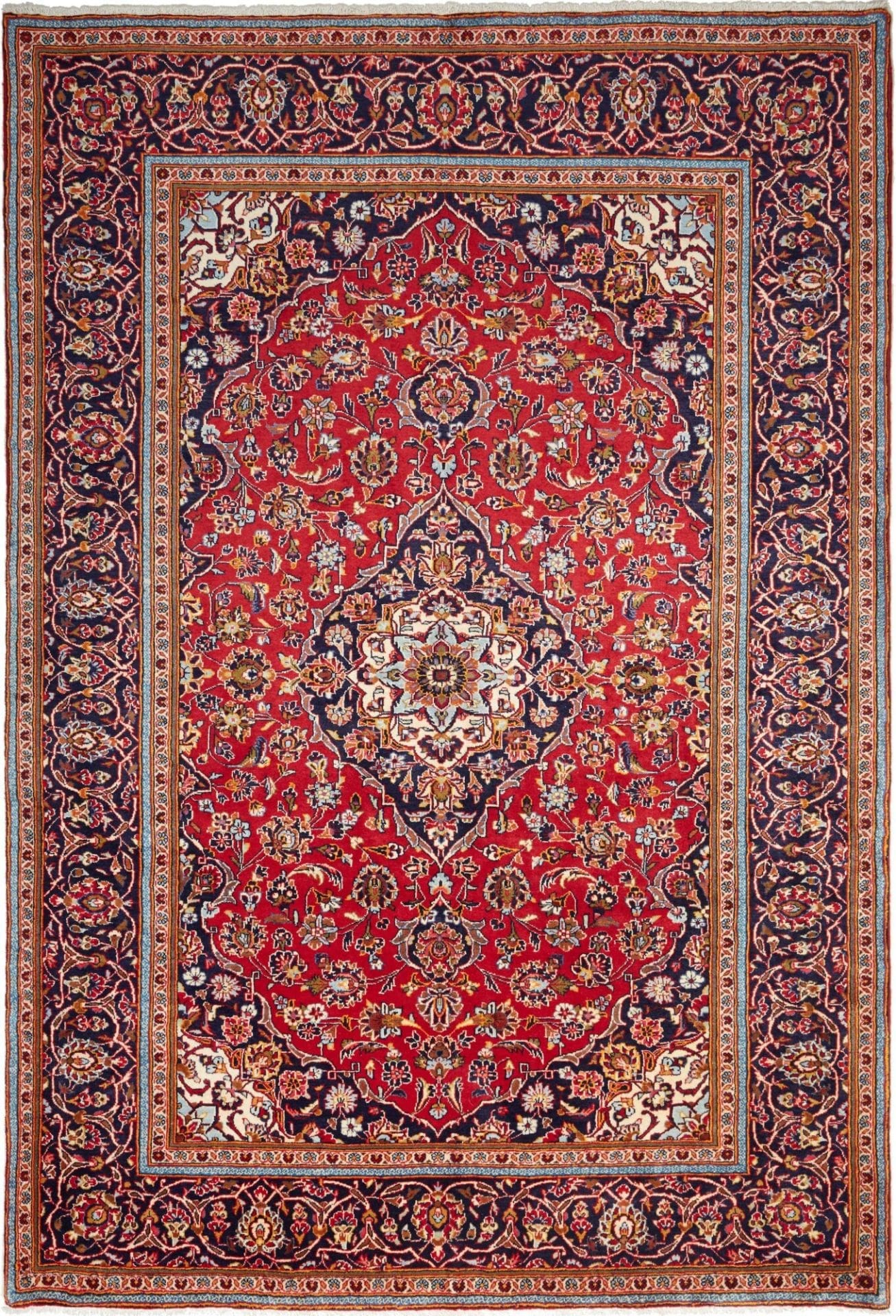 Kashan Teppich 206 x 297cm, Schurwolle, Handgeknüpft, Perserteppich