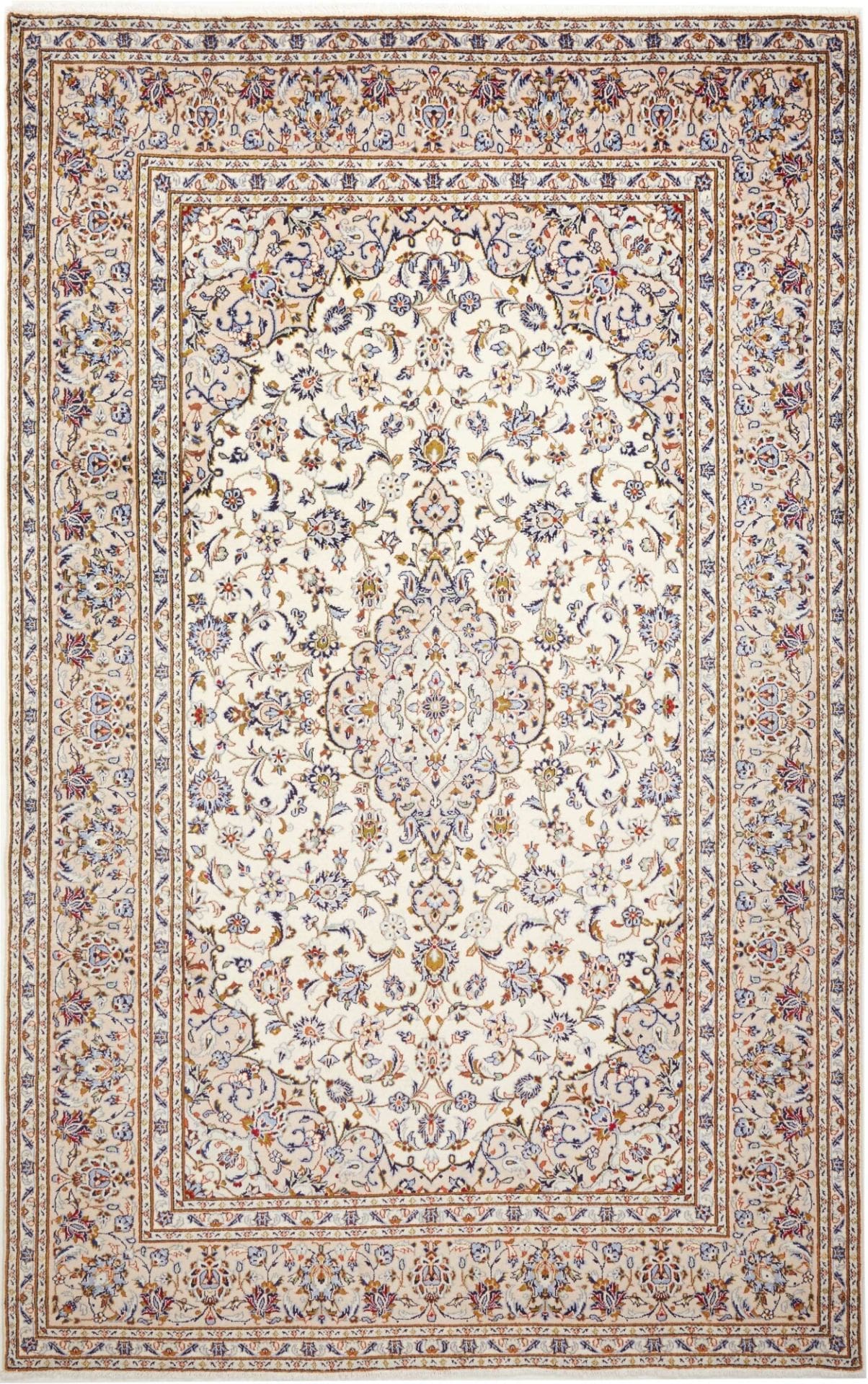 Kashan Teppich 207 x 322 cm, florale Muster, handgeknüpft, Perserteppich