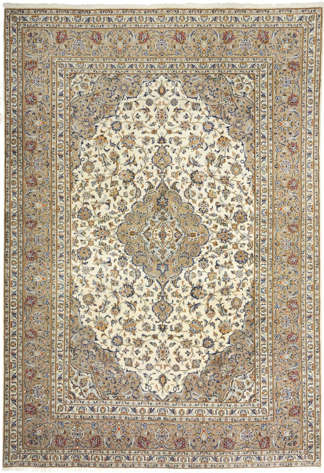 Kashan Teppich 210 x 300 cm - Schurwolle, florales Design, handgeknüpft