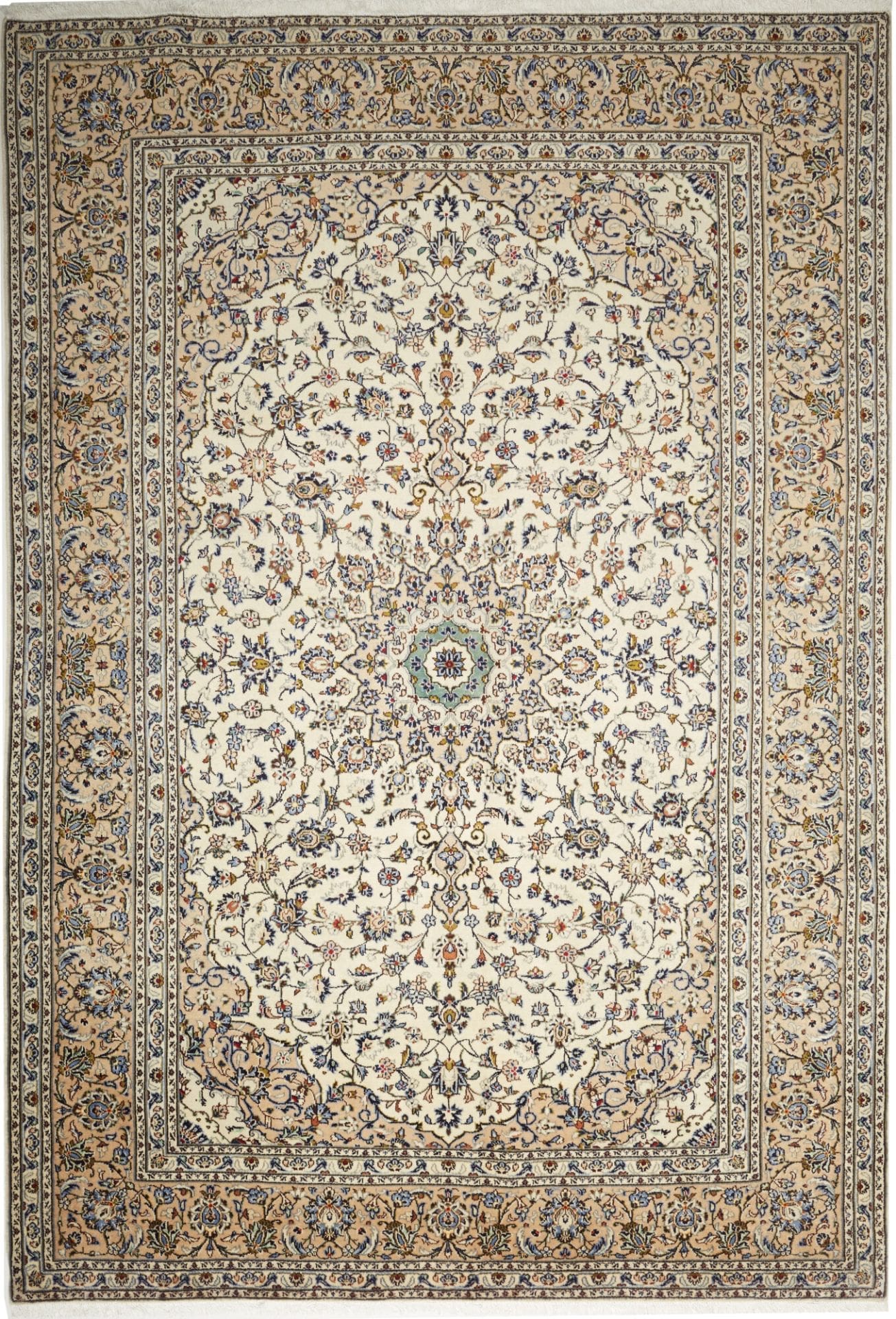 Kashan Teppich 240 x 345 cm, florale Muster, Schurwolle, handgeknüpft