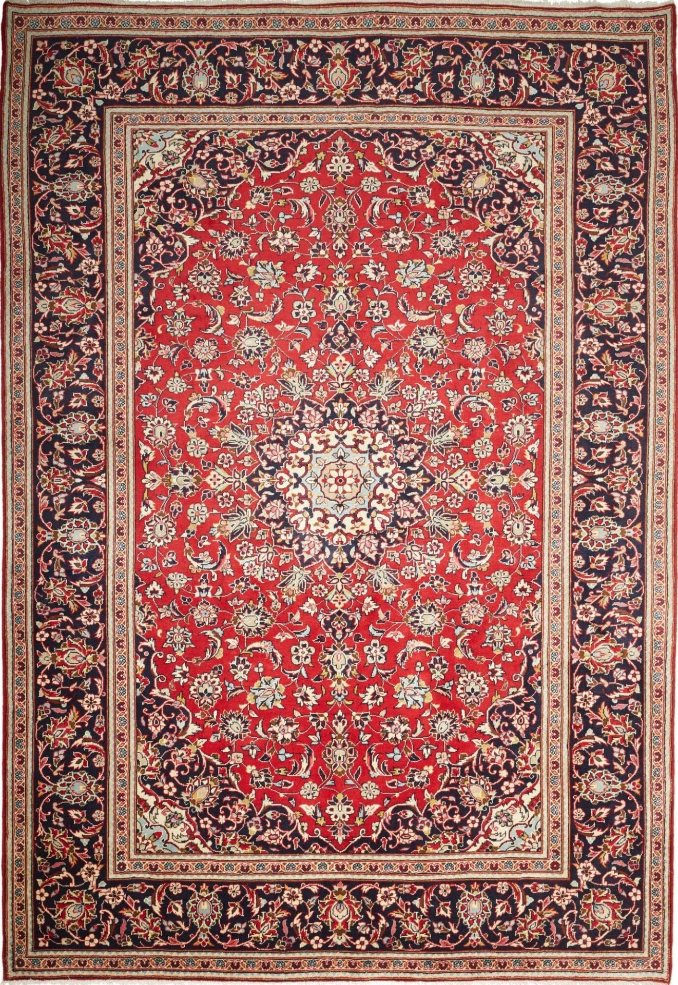 Kashan Teppich 243 x 352 cm, Schurwolle, handgeknüpft, Perserteppich