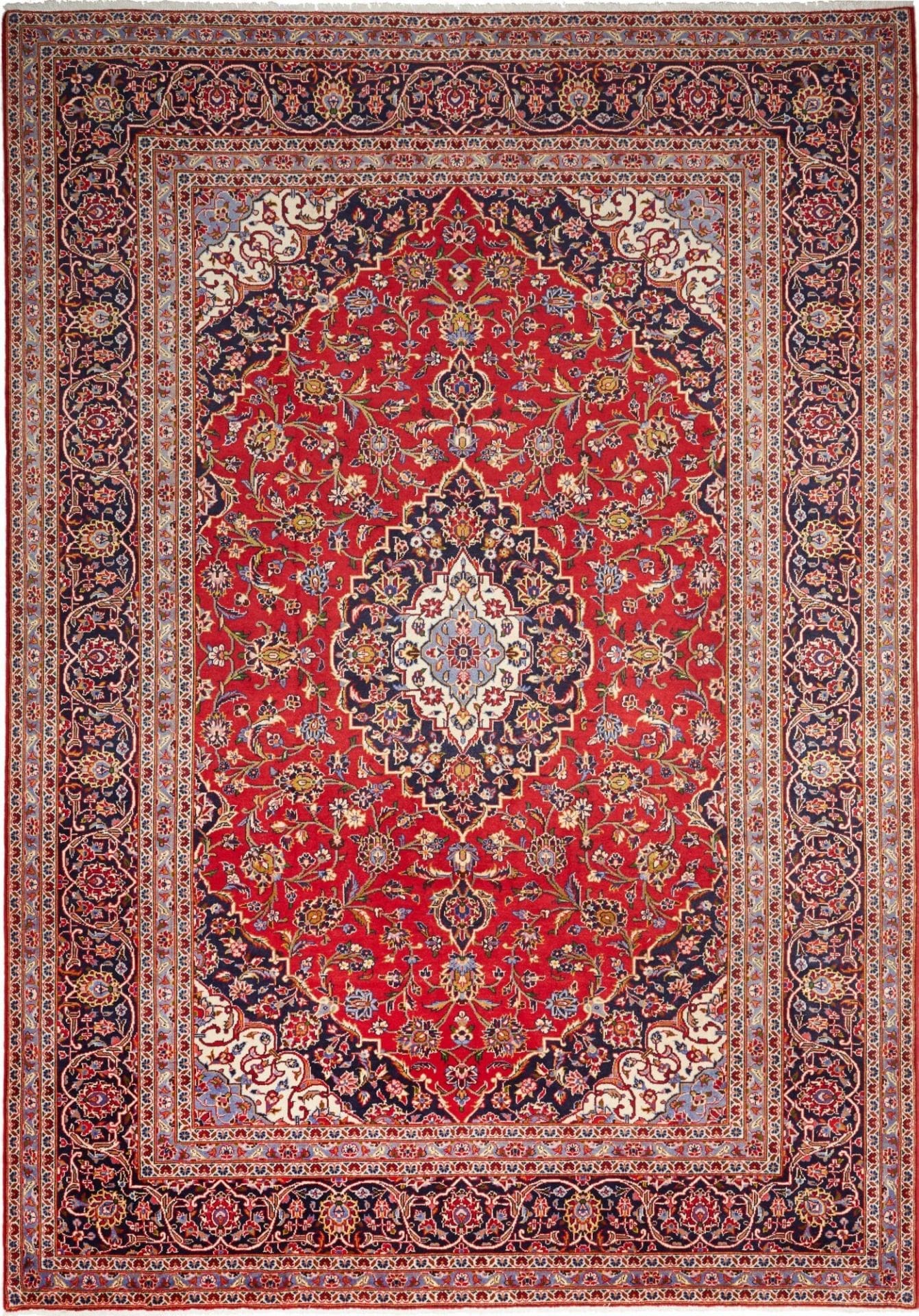 Kashan Teppich 247 x 352 cm, handgeknüpft, persischer Stil, Schurwolle