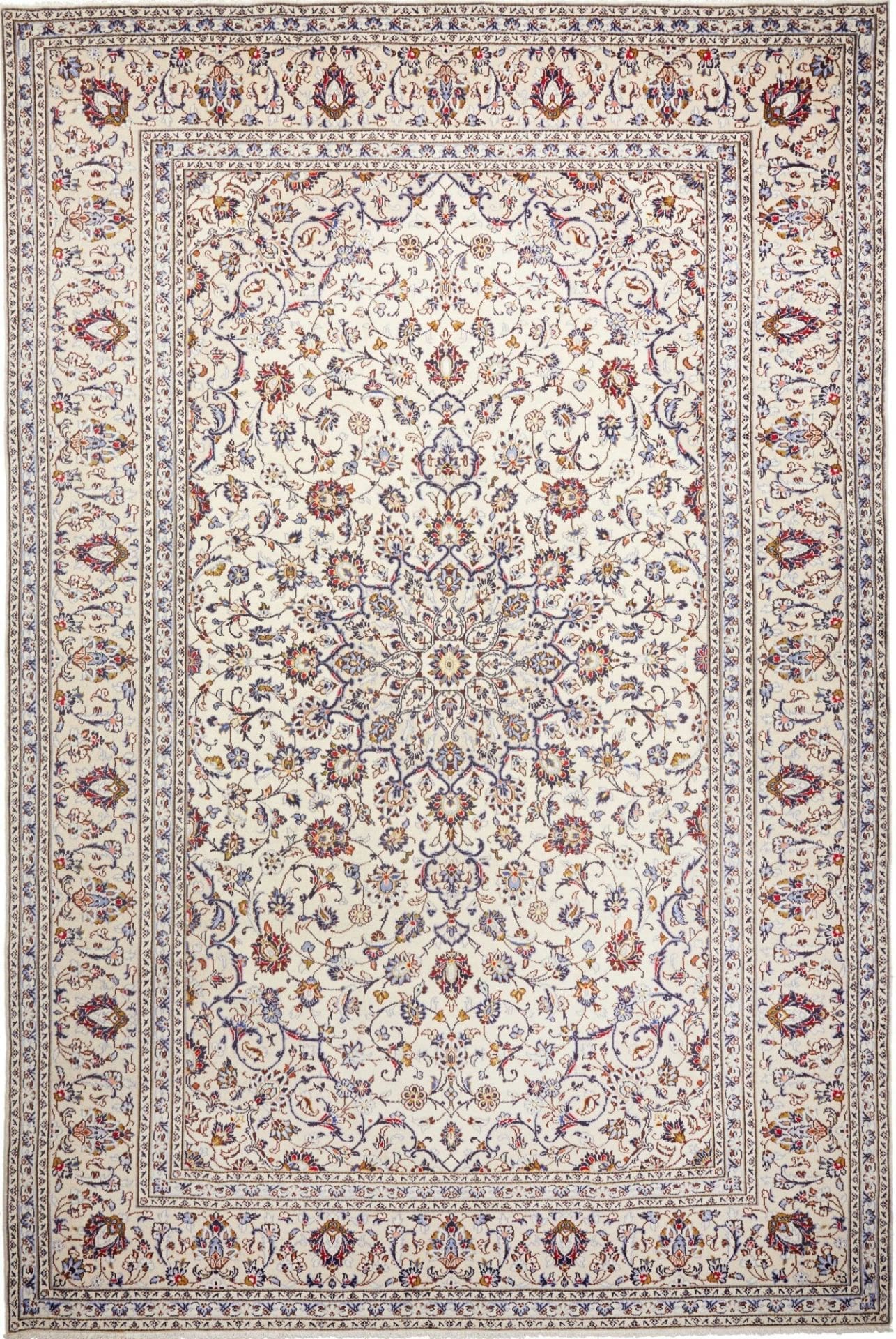 Kashan Teppich 247 x 363 cm, florale Muster, Perserteppich, handgeknüpft