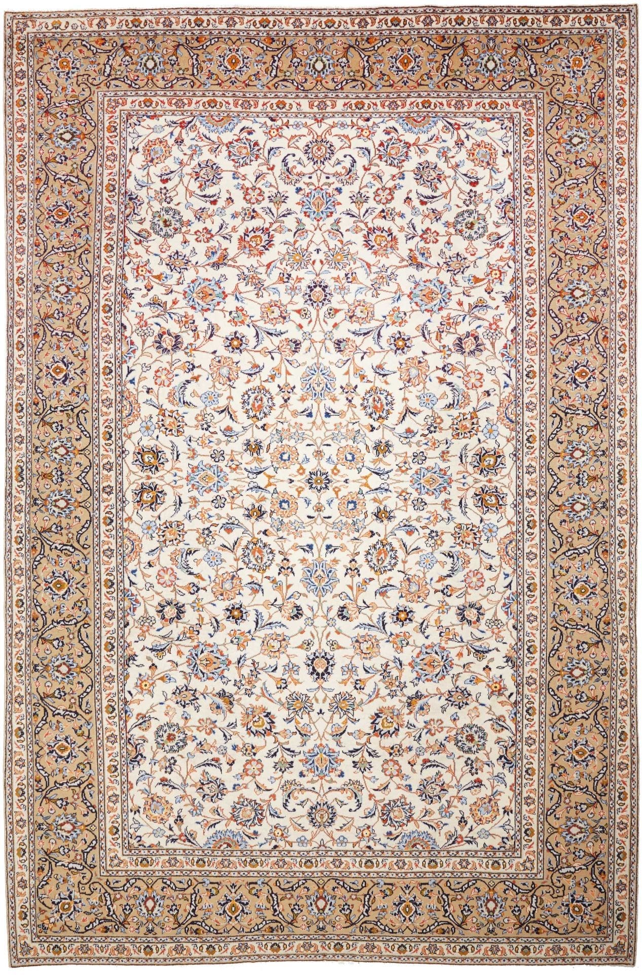 Kashan Teppich 247 x 370 cm, florale Muster, handgeknüpft, Perserteppich