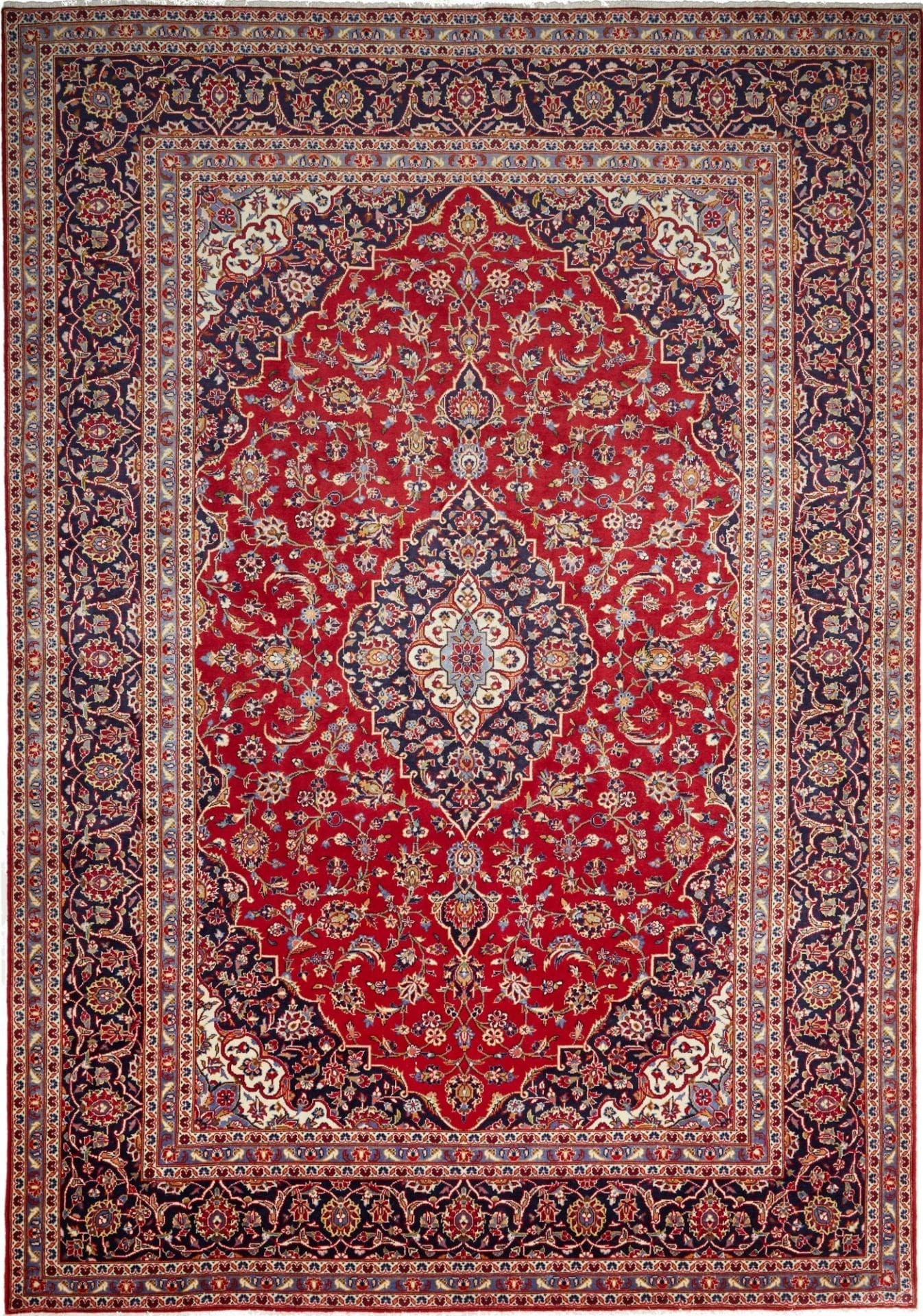 Kashan Teppich 248 x 347cm, florale Muster, handgeknüpft, Perserteppich