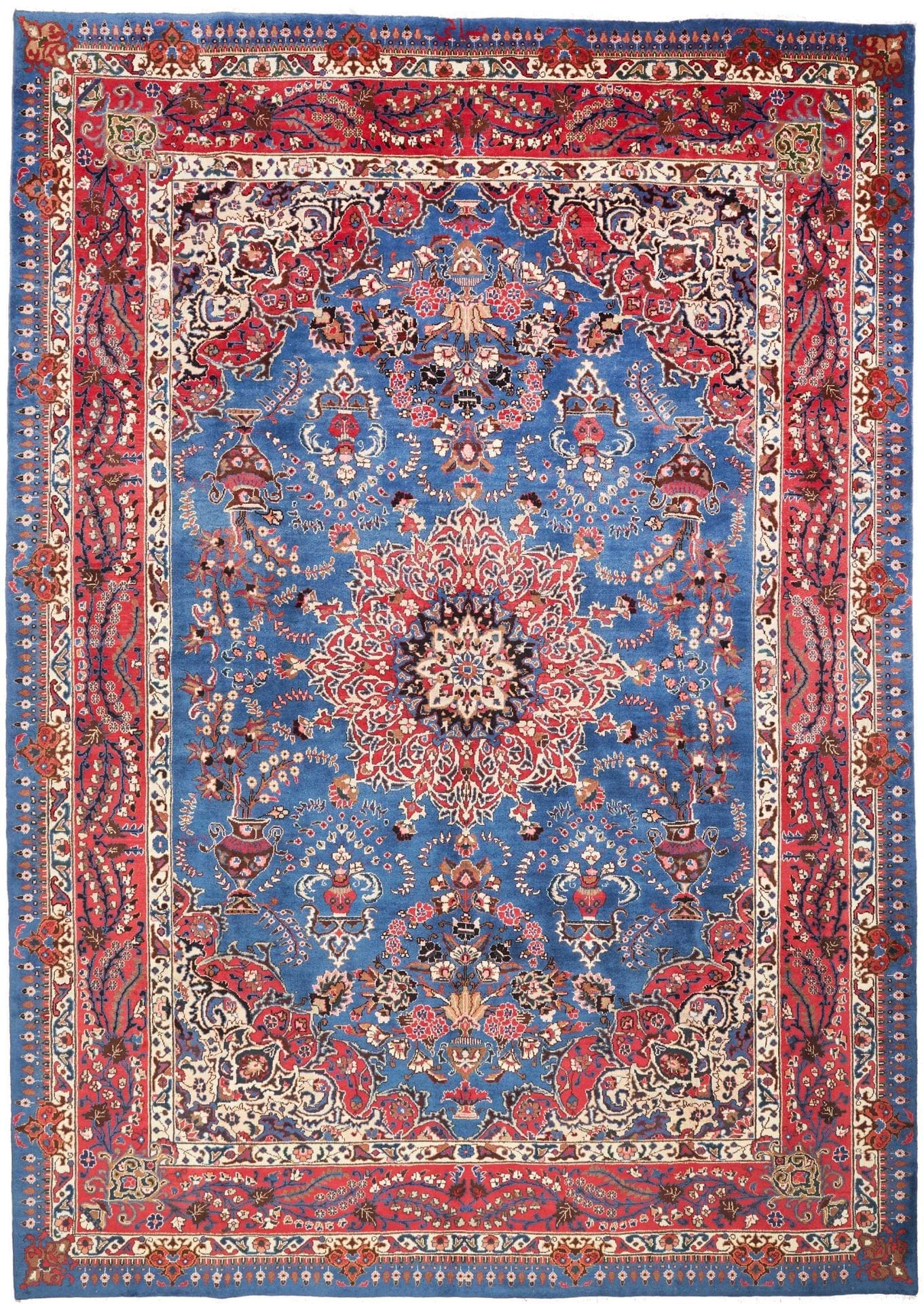 Kashan Teppich 249 x 350cm, florale Muster, handgeknüpft, Perserteppich