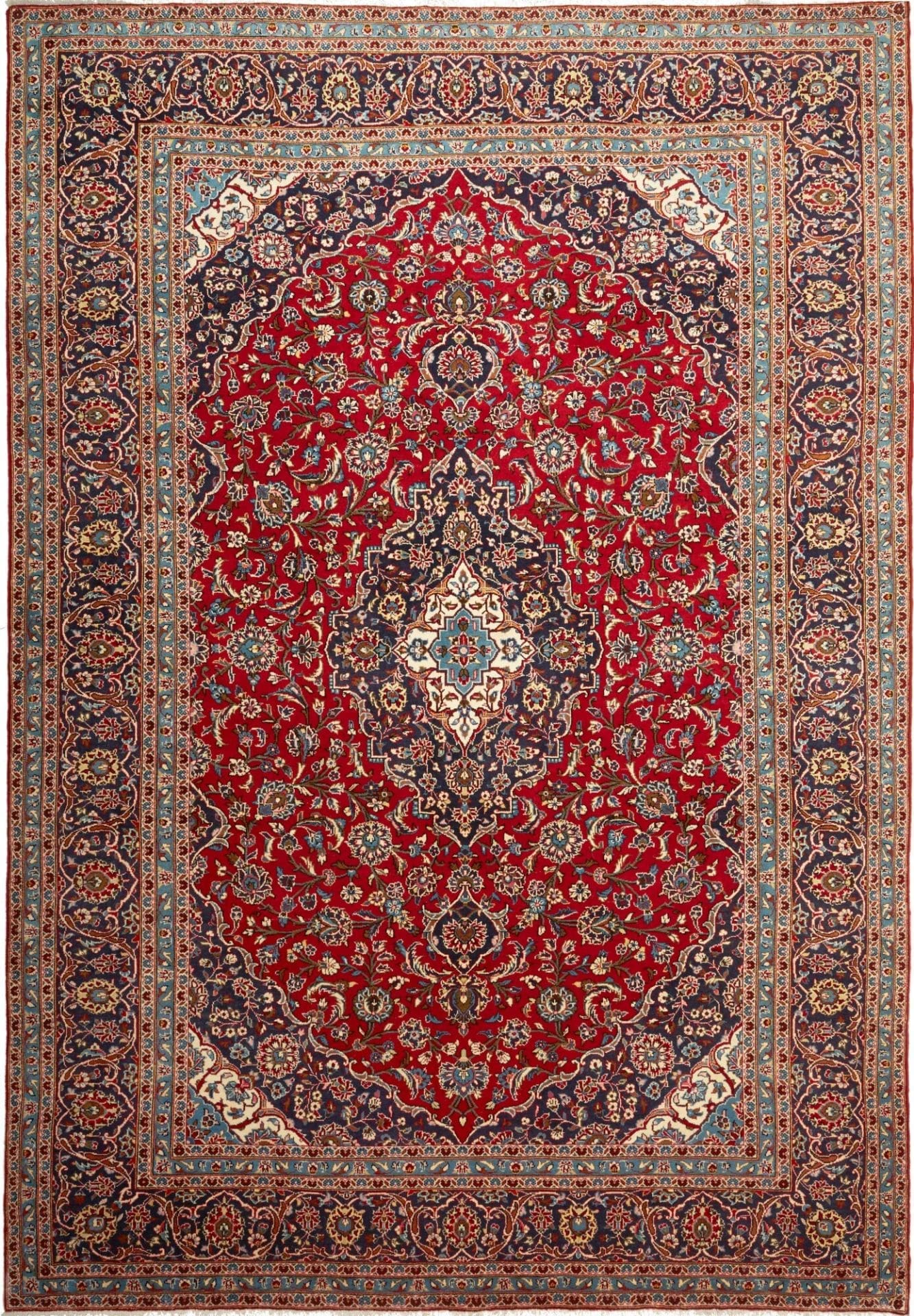 Kashan Teppich 249 x 360cm, florale Muster, Schurwolle, handgeknüpft