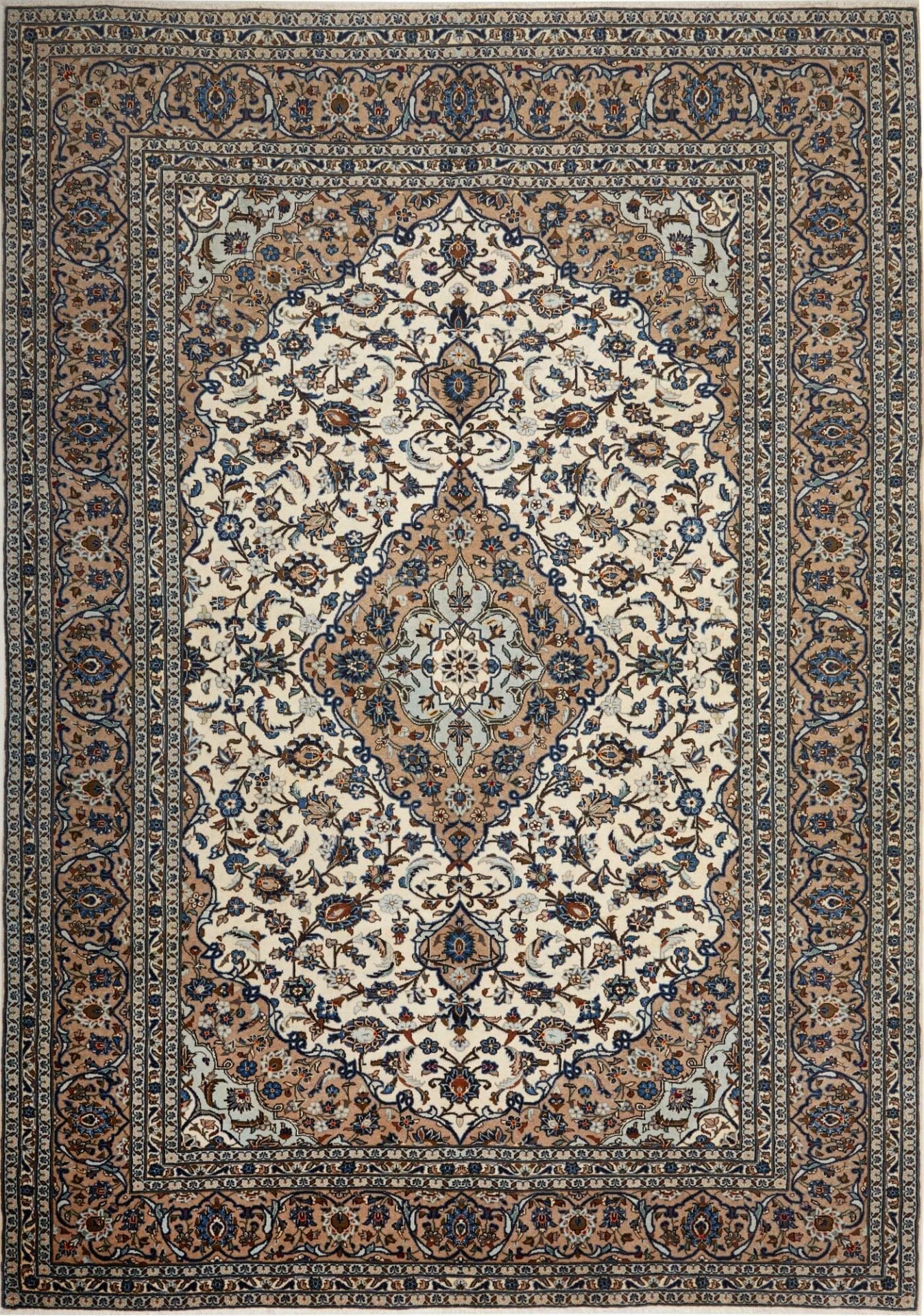 Kashan Teppich 250 x 354 cm, florale Muster, handgeknüpft, Perserteppich