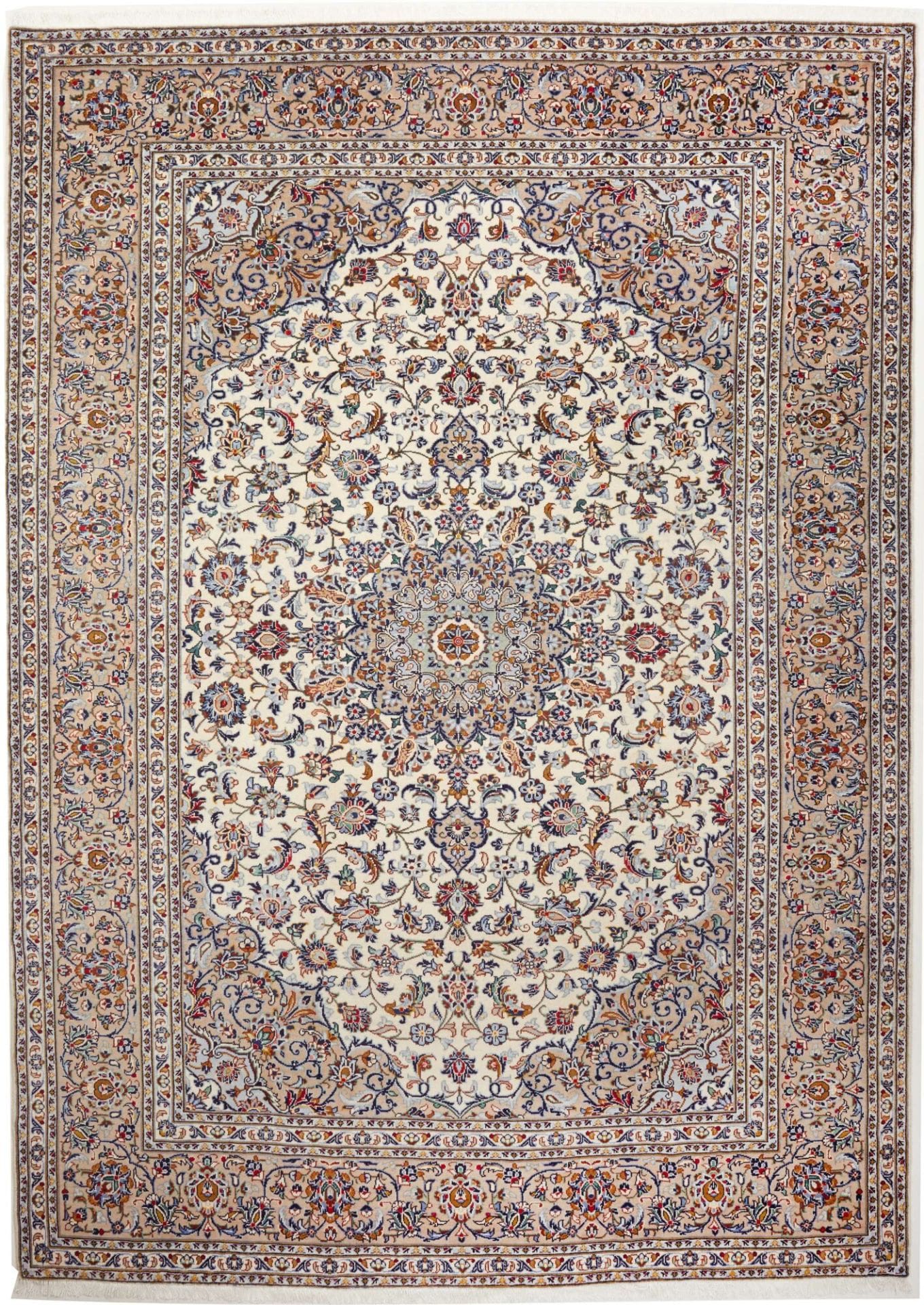 Kashan Teppich 251 x 344 cm, handgeknüpft, florales Muster, Perserteppich