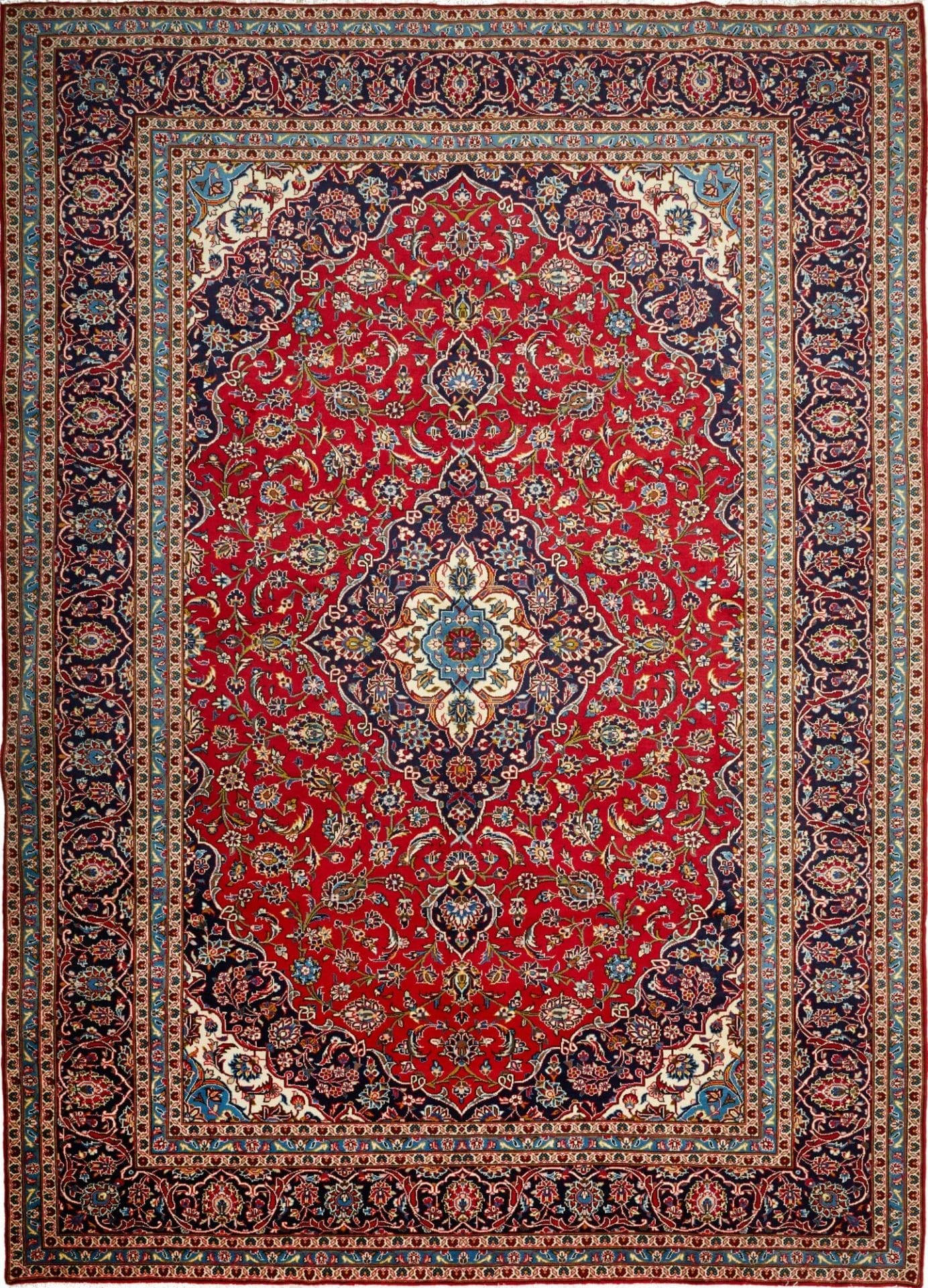 Kashan Teppich 251 x 347cm – Handgeknüpft, Perserteppich, florale Muster